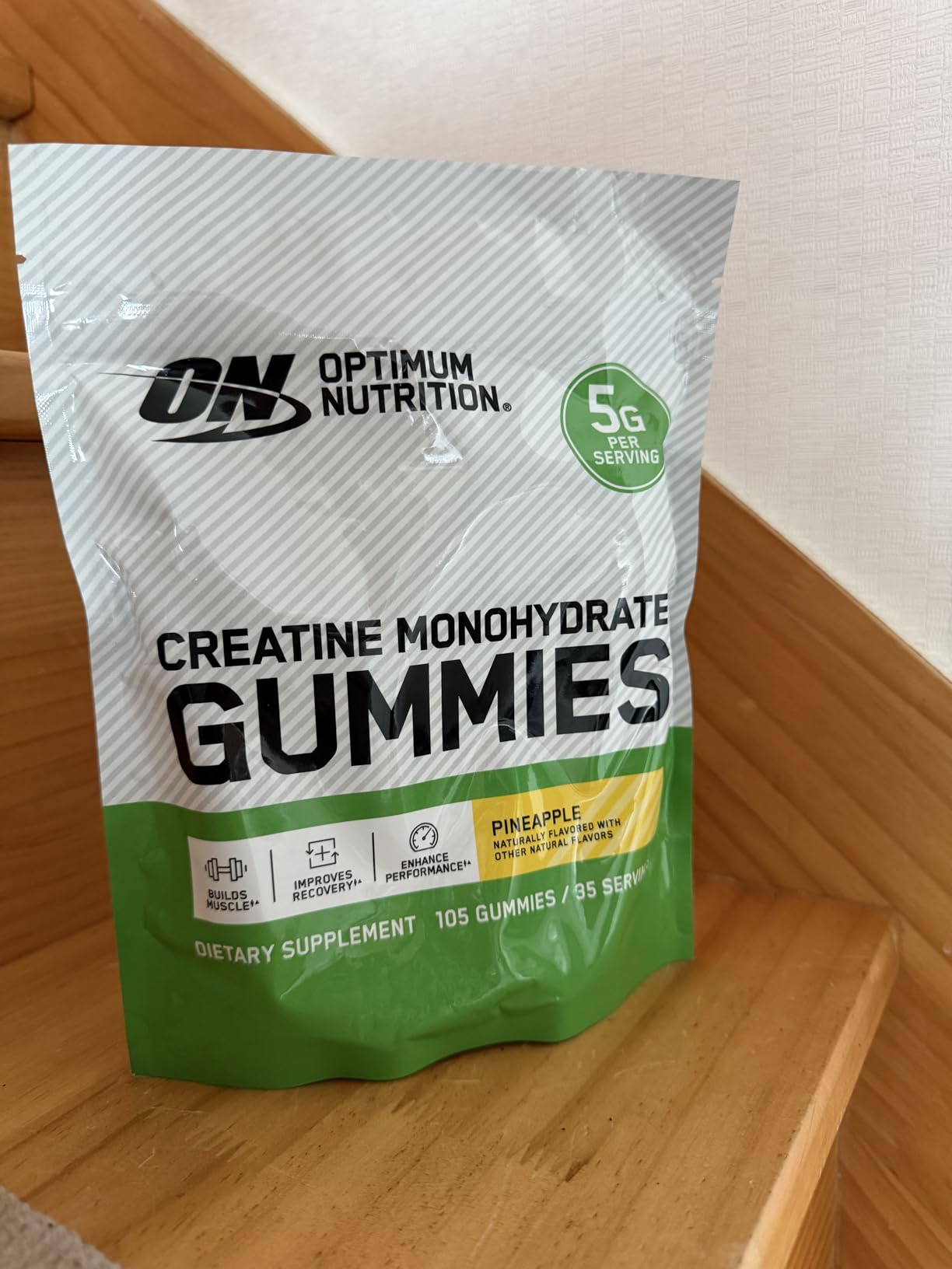 Optimum Nutrition Creatine Monohydrate Gummies, Pineapple Flavor, 105 Count, 35 Servings, 5g Creatine per Serving (Packaging May Vary) customer photo 2