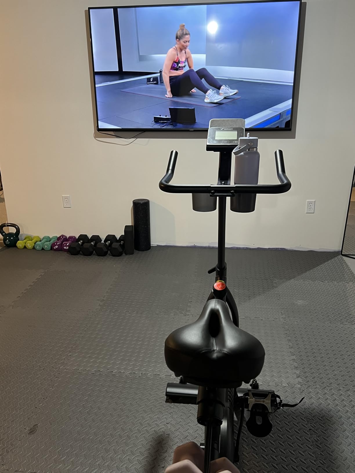 Merach Magnetic Exercise Bike, Low Noise Stationary Bike for Home with Comfortable Seat Cushion, Spinning Bike with 330 lb Weight Capacity customer photo 1