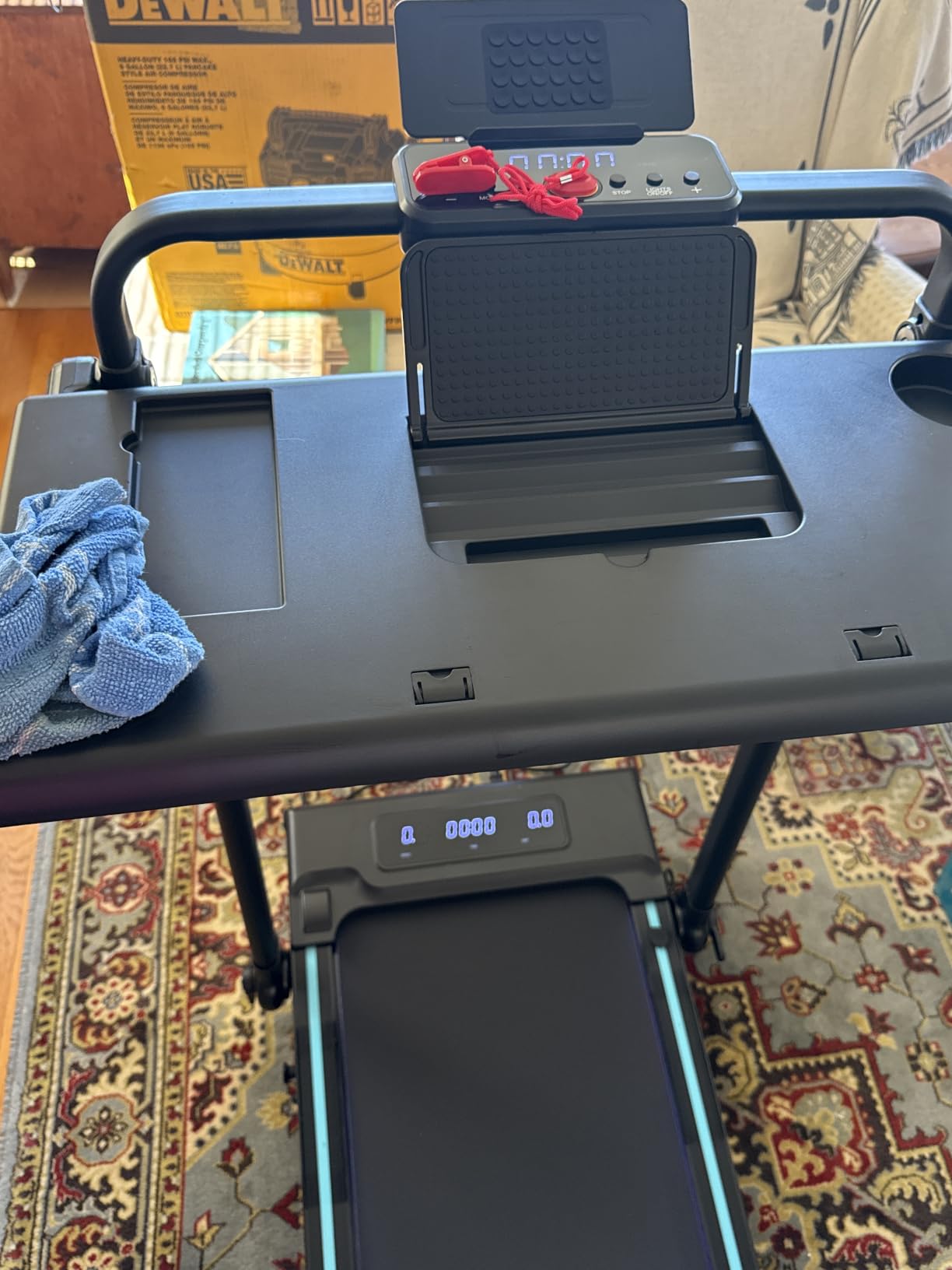 3.0HP Walking Pad Treadmill with Incline 2%-7%-12%, 6 in 1 Foldable Treadmill for Home with Removable Desk, Adjustable Handle Bar, RGB Lights, LED Display, Remote & APP Control, 330LBS Capacity customer photo 1