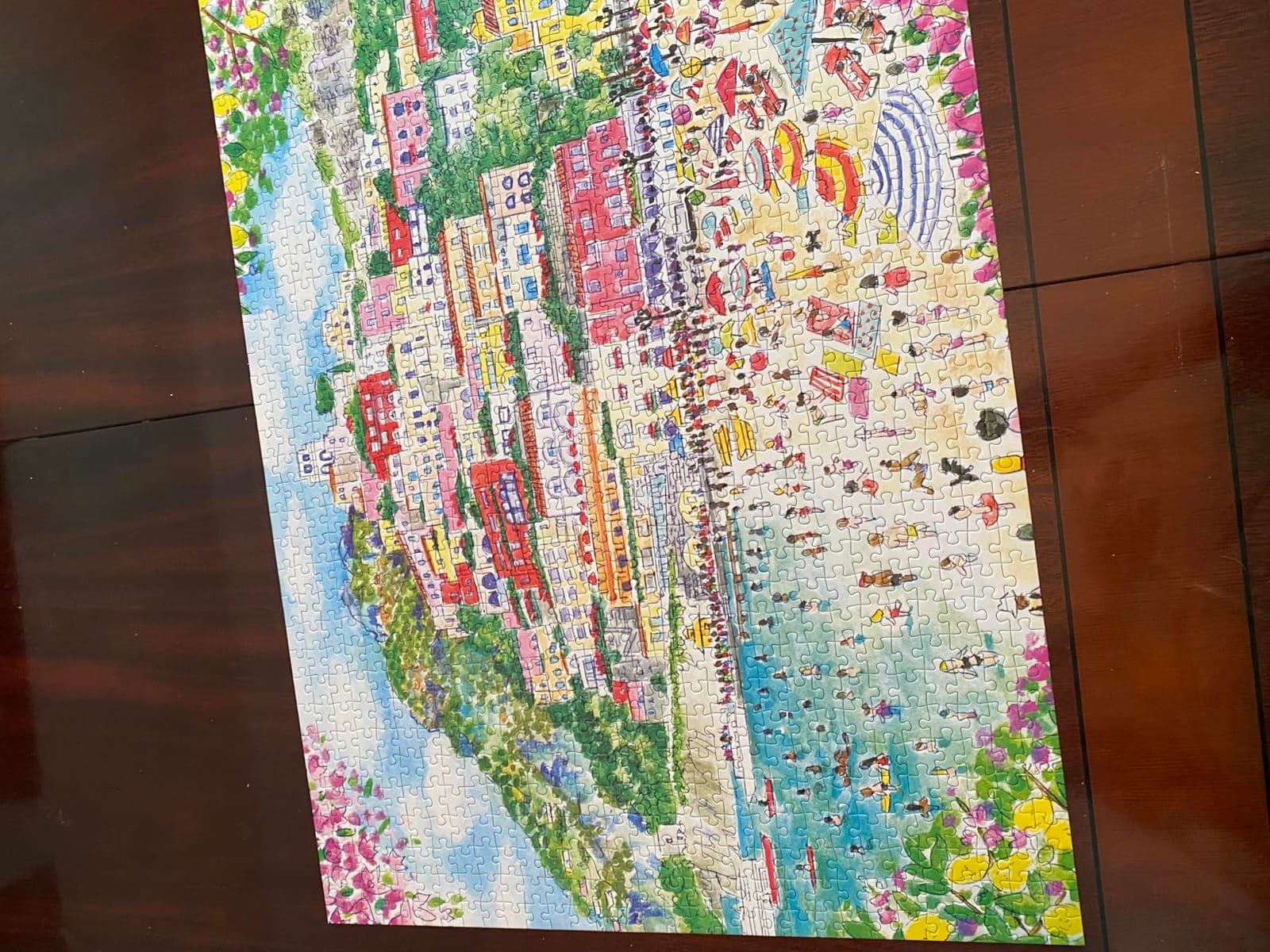 Coast of Italy 1000 Piece Jigsaw Puzzle for Adults - Illustrated by Michael Storrings, Amalfi, Positano, Beach, Challenging, Recycled Paper, No Dust, Finished Size 27