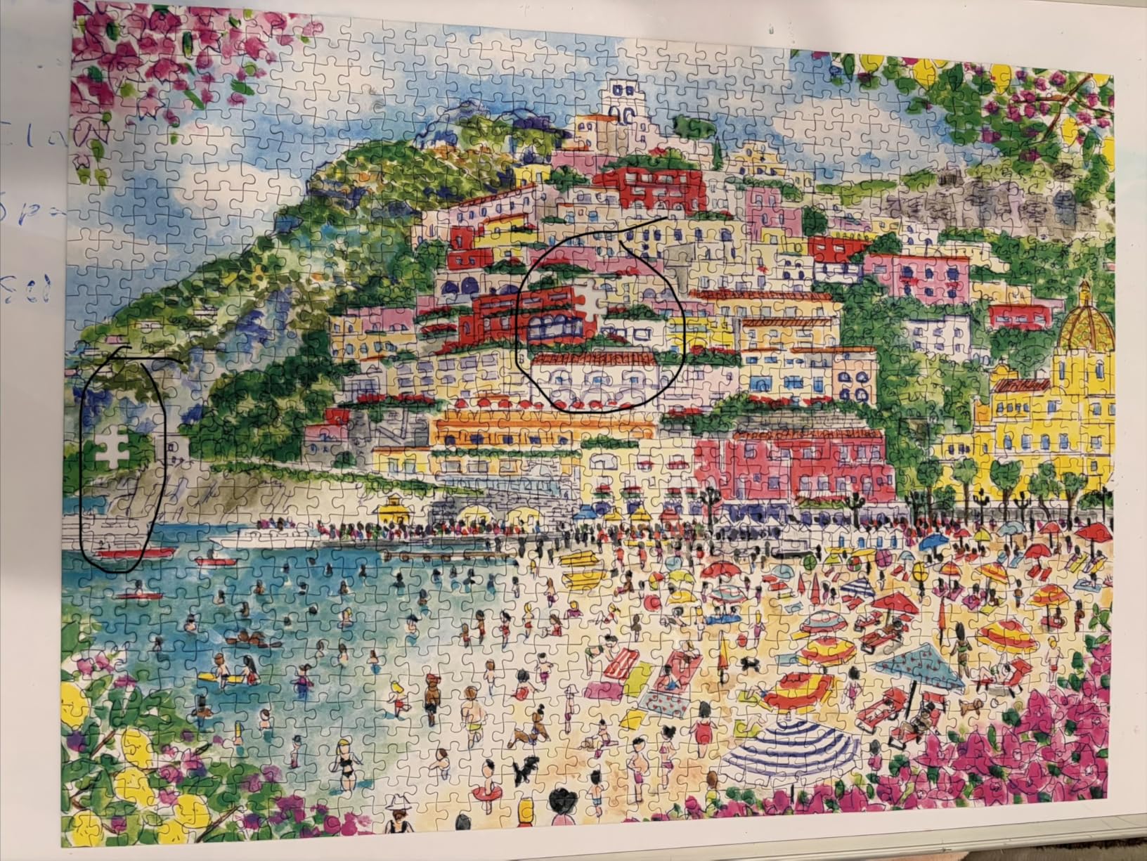 Coast of Italy 1000 Piece Jigsaw Puzzle for Adults - Illustrated by Michael Storrings, Amalfi, Positano, Beach, Challenging, Recycled Paper, No Dust, Finished Size 27