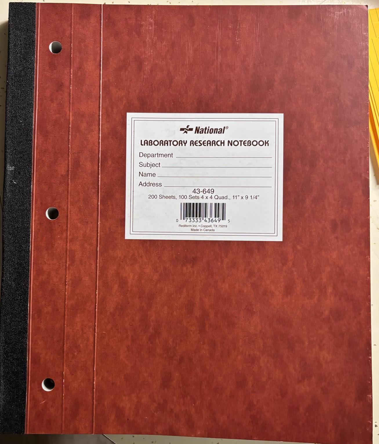 National Laboratory Notebook, 4 x 4 Quad Ruling, 11