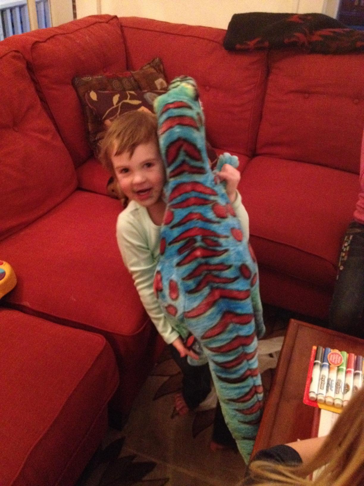 Melissa & Doug T-Rex Dinosaur - Lifelike Stuffed Animal (Over 2 feet Tall) Giant Blue Stuffed T-Rex Plush Toy customer photo 2