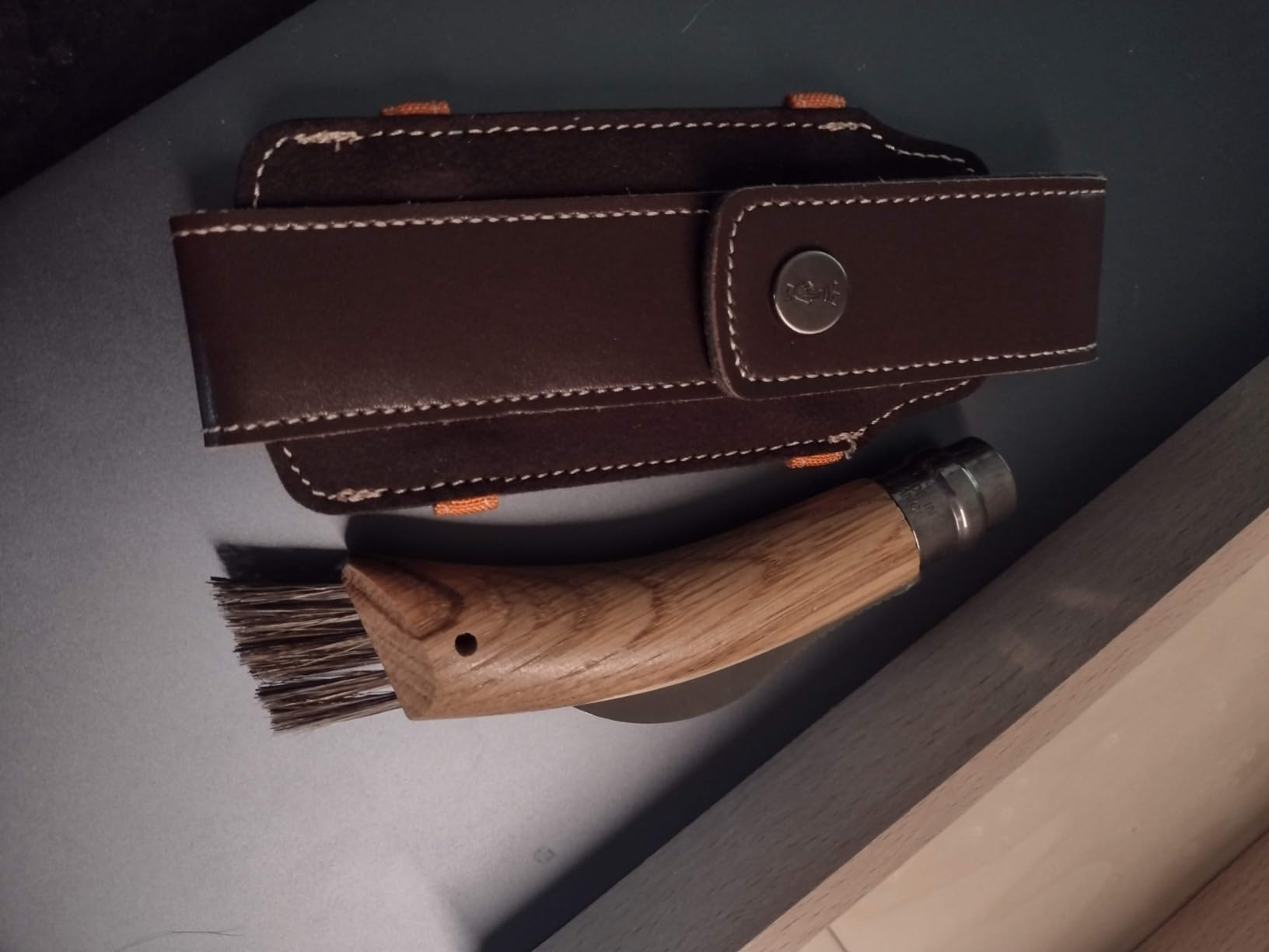 Opinel No. 08 Mushroom Knife Box Set, Oak Wood Handle, Leather Sheath customer photo 2