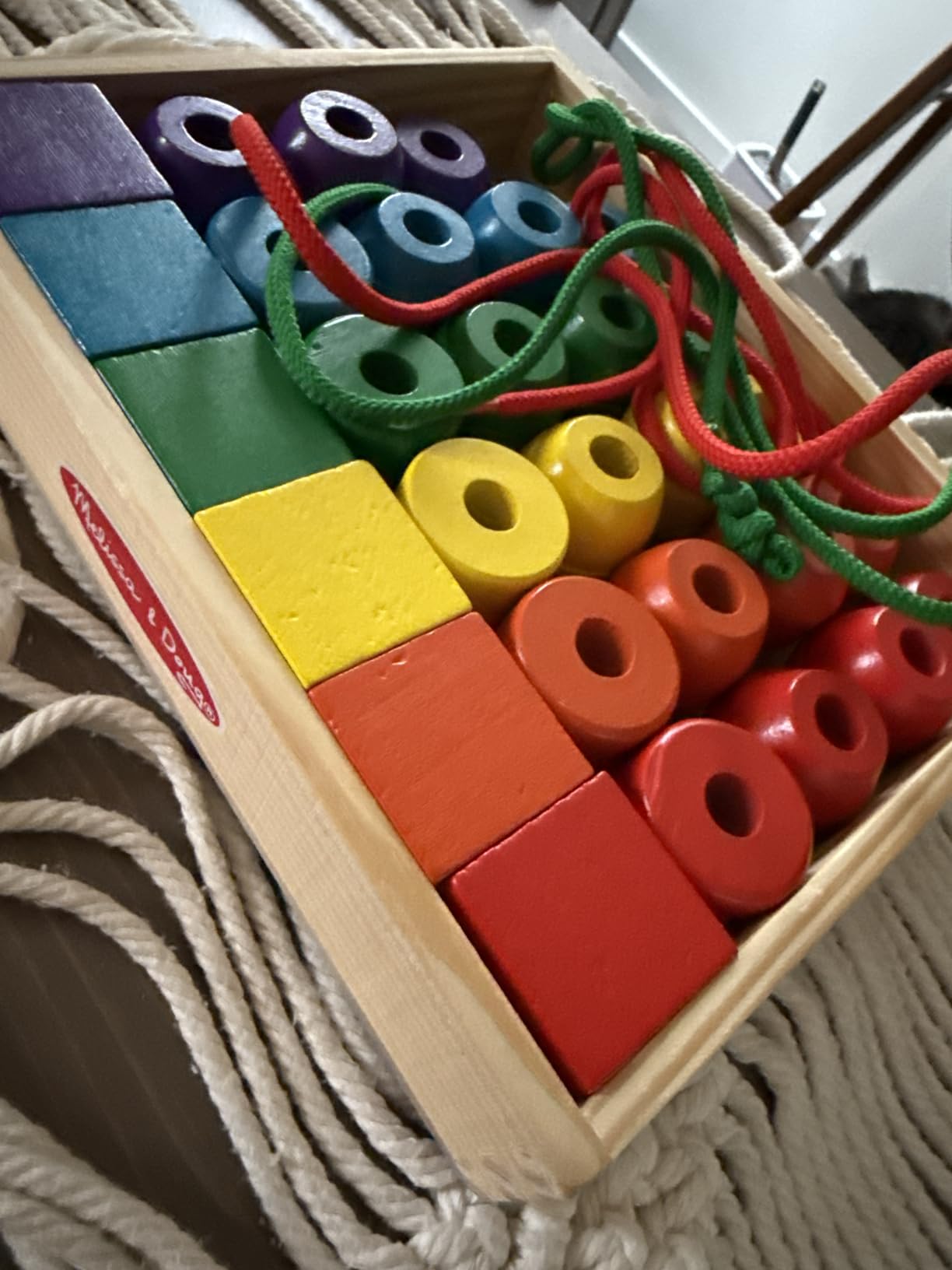 Melissa & Doug Primary Lacing Beads - Educational Toy with 30 Wooden Beads and 2 Laces customer photo 2