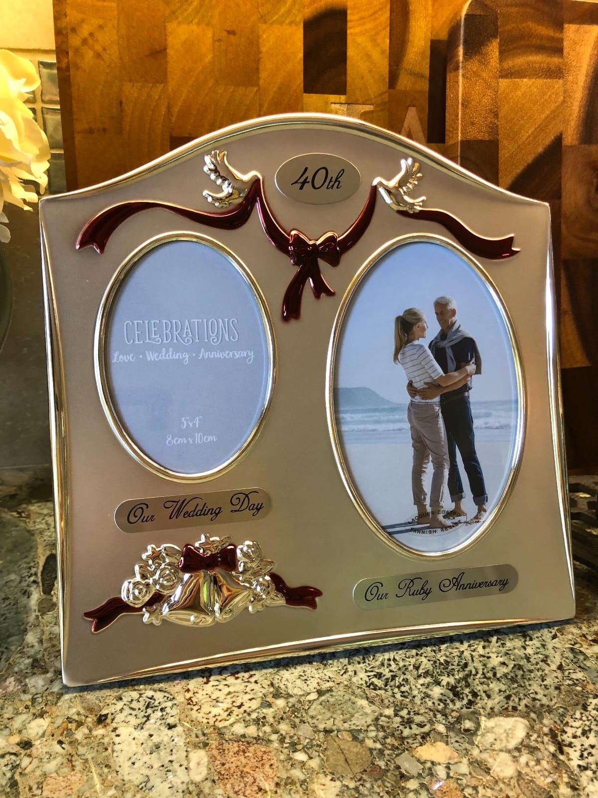 Juliana Photo Frame 2 Tone Silver Plated Double Wedding Anniversary - 40th Ruby FS55040 customer photo 2