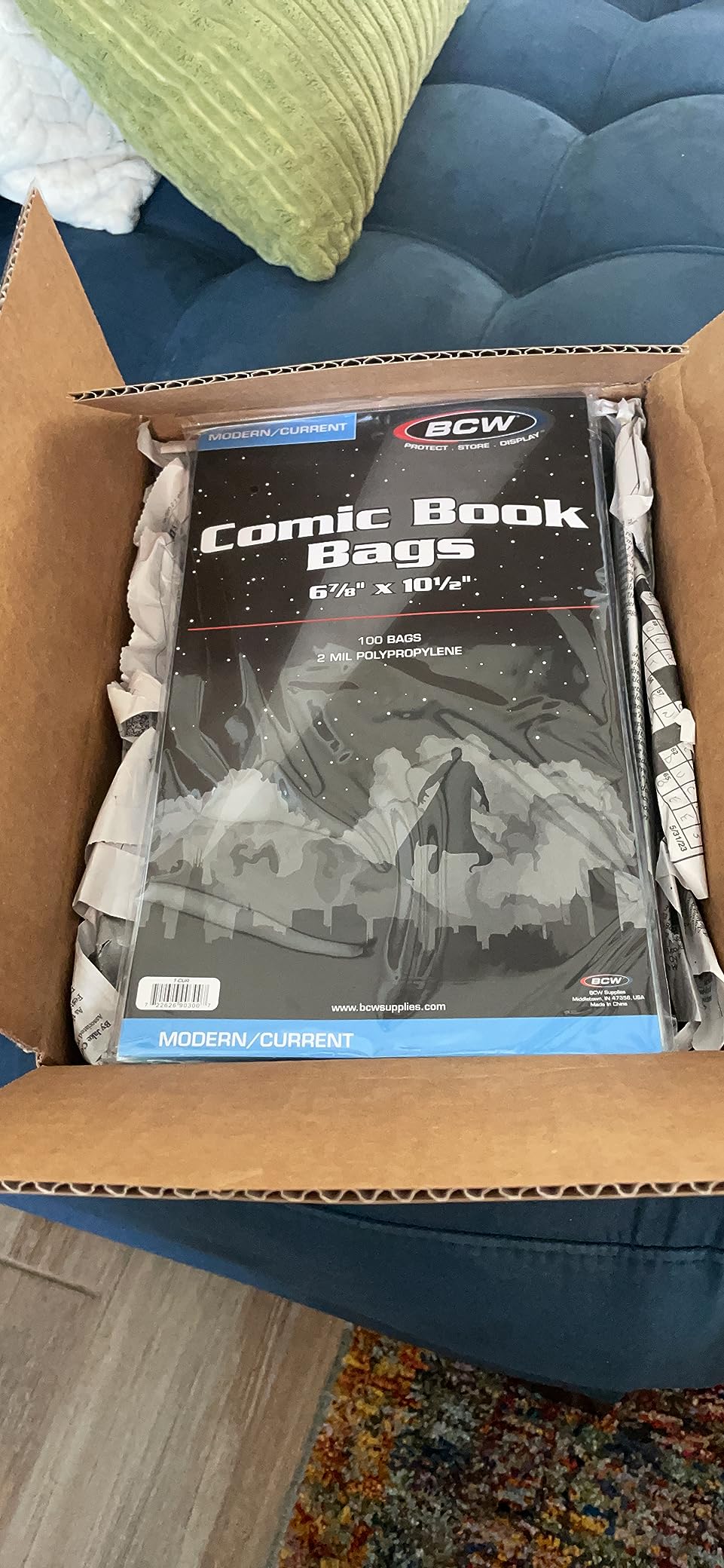 BCW Current Comic Book Bags and Backing Boards, 100 Count | Acid-free clear sleeves, 24-pt SBS support, 3% calcium carbonate buffer, fits modern issues, protects during storage customer photo 1