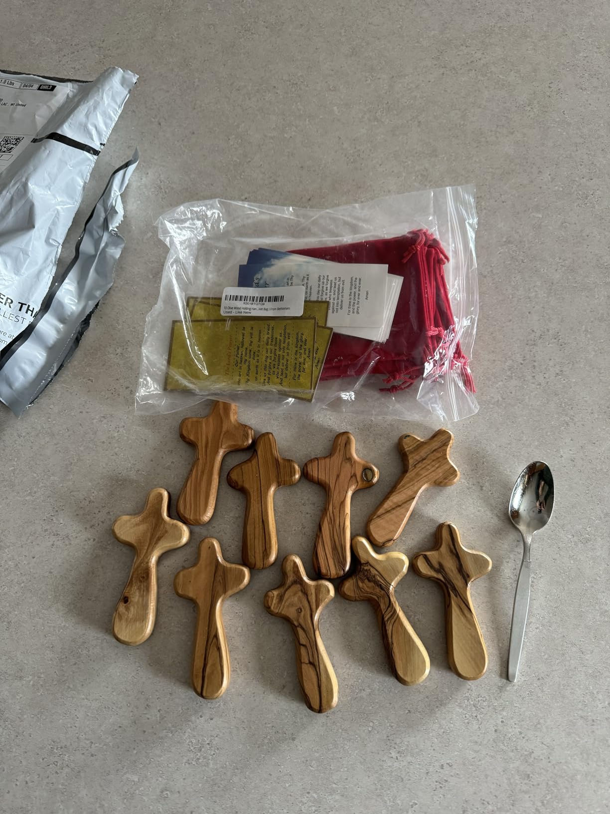 Holy Land Market Olive Wood Comfort Cross 4 Inch - Handmade Holding Cross from Bethlehem with Velvet Bag customer photo 1