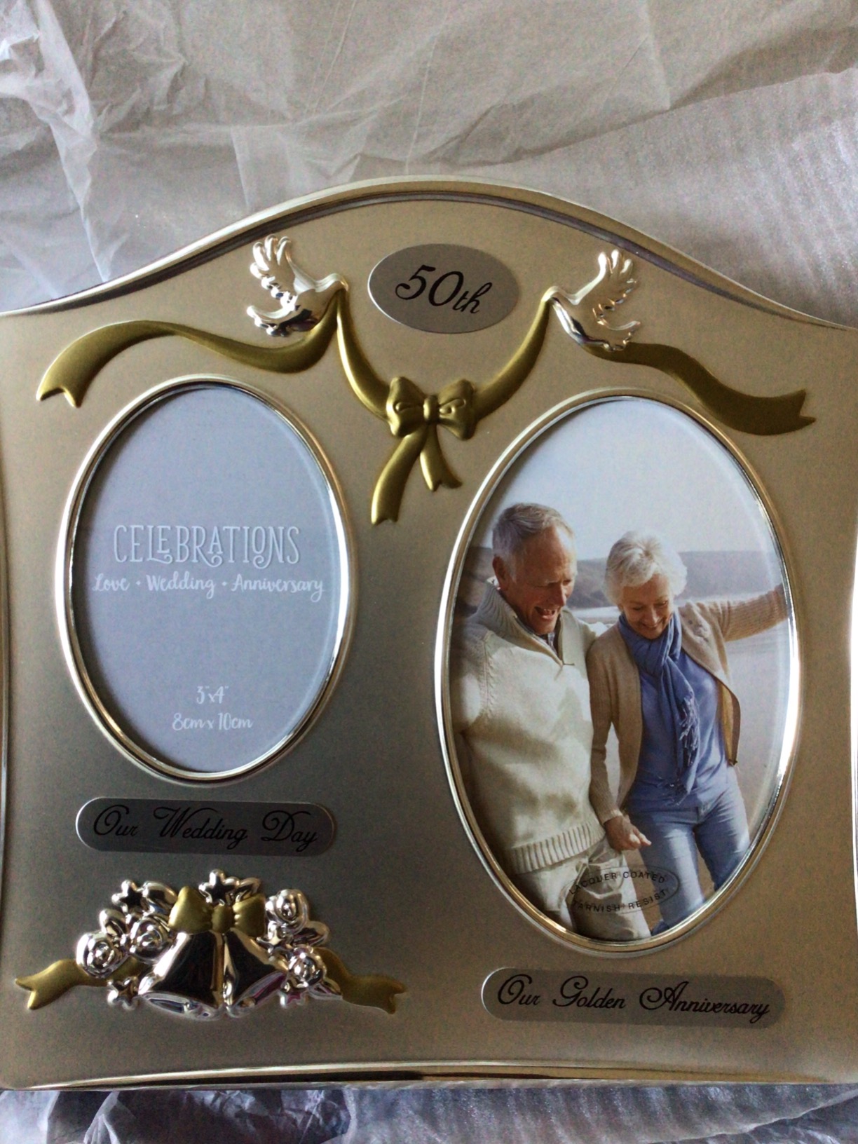 Juliana Two Tone Silver Plated Wedding Anniversary Photo Frame - 50th Golden Anniversary FS55050 customer photo 1