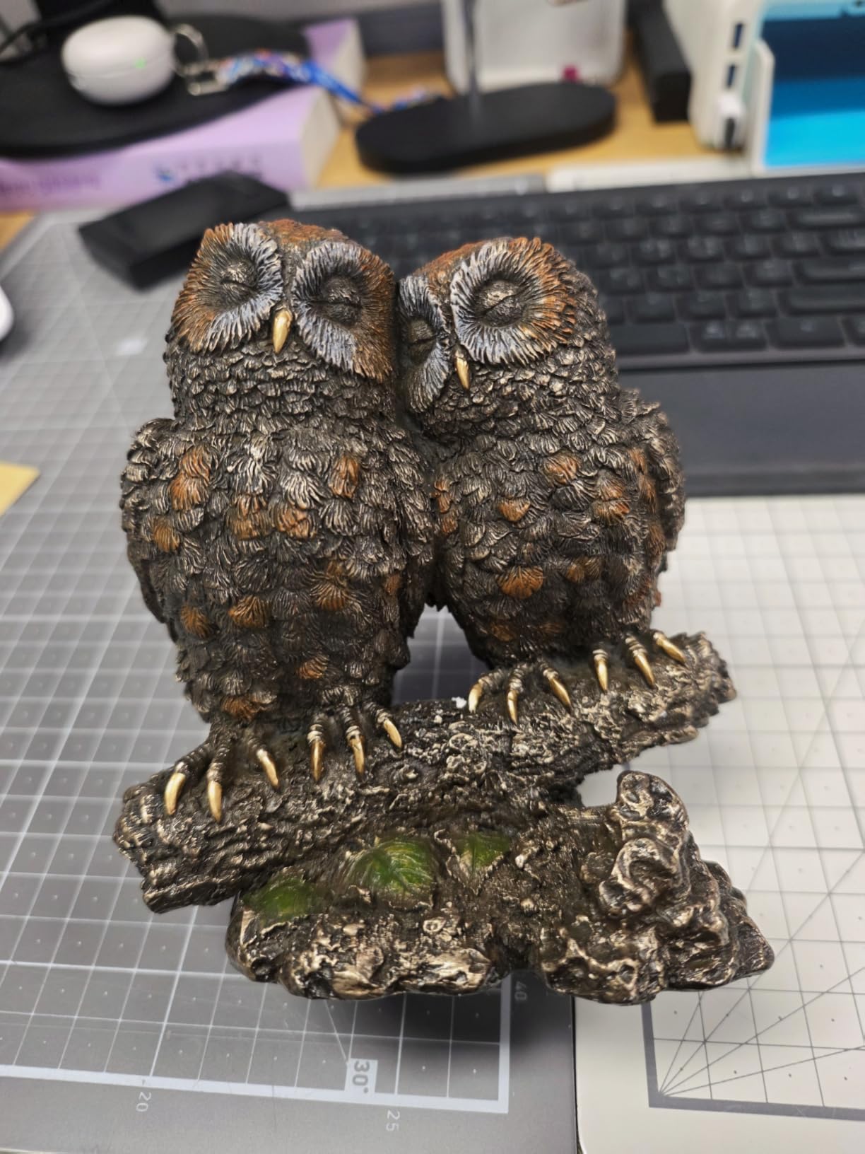Top Collection Owl Lovers Statue on Tree Branch - Sleeping Great Horned Owl Sculpture in Premium Cold Cast Bronze- 5-Inch Collectible Animal Figurine customer photo 1