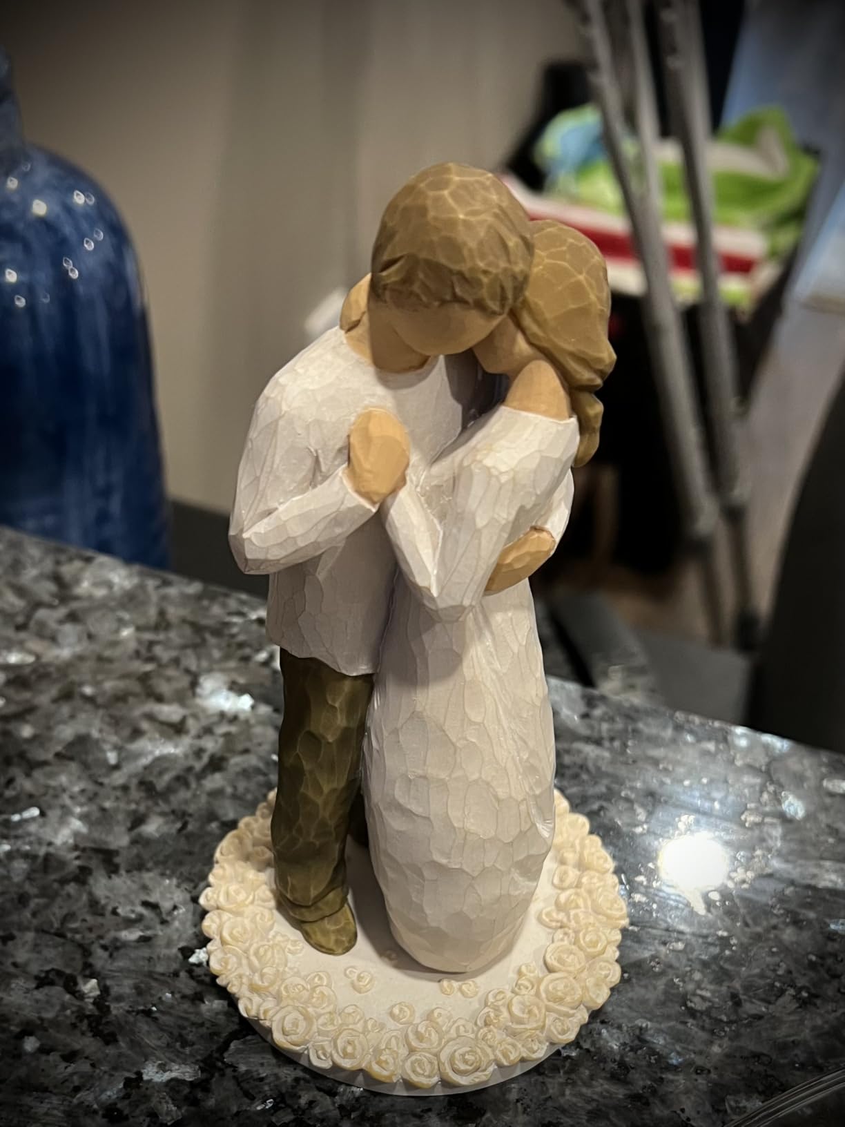 Willow Tree Anniversary, Sculpted Hand-Painted Cake Topper | Cast from a Susan Lordi Original Carving, Carved Flower Base, Lead-Free and Food-Safe Materials, Sentiment on Enclosure Card customer photo 2