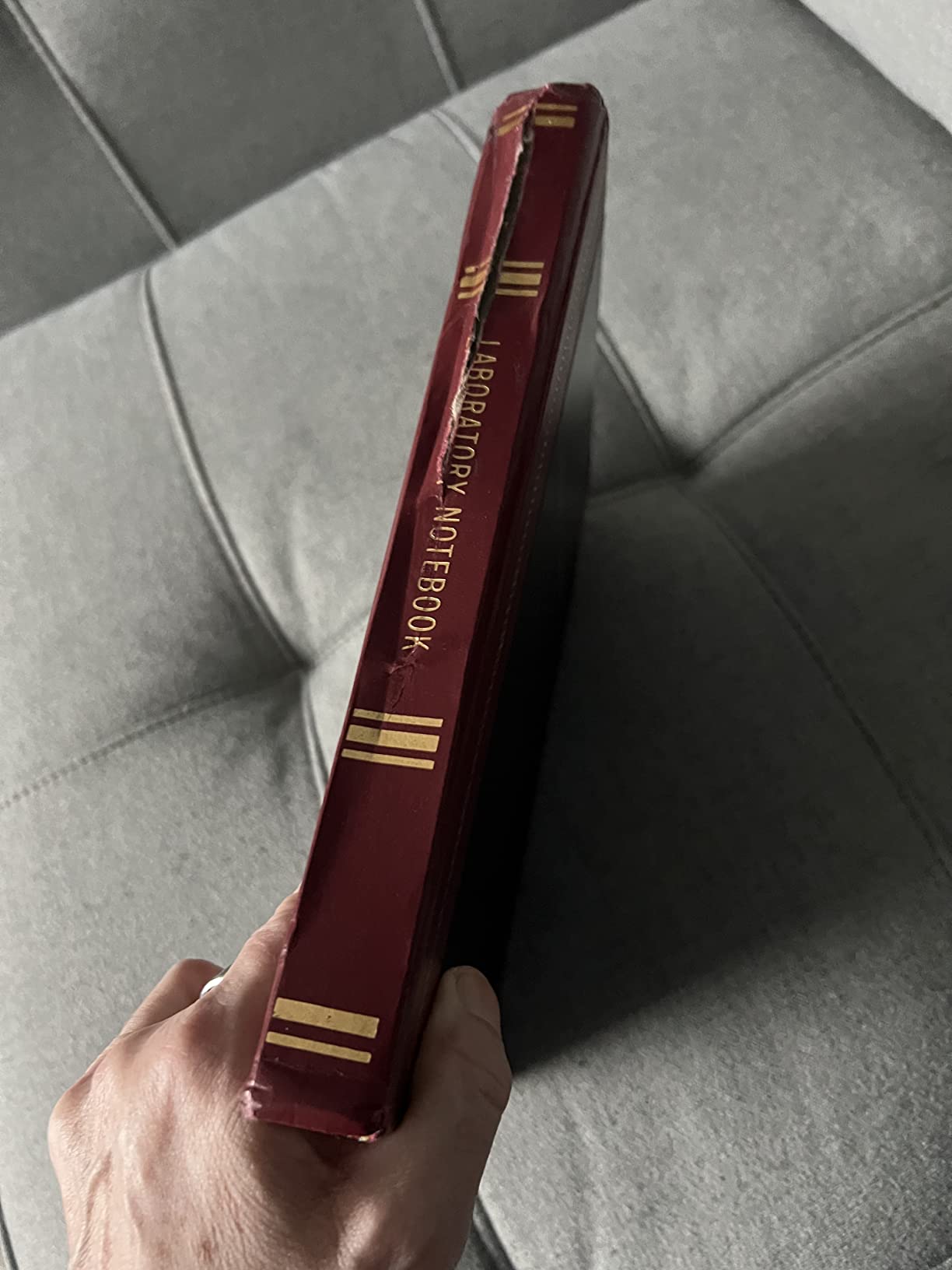 Professional Grade Lab Notebook, Hardbound, 168 Pages | Ruled Format, Black & Burgundy Imitation Leather Cover, 8'' x 10'' - Made in USA customer photo 2