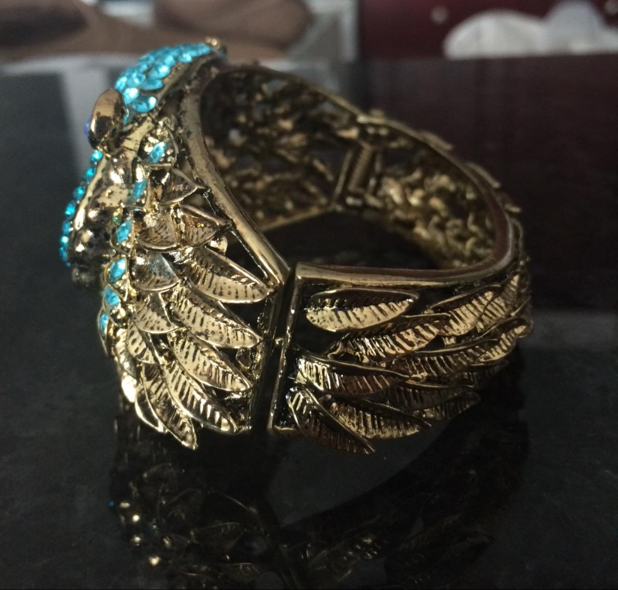 Alilang Owl Face Bracelet Antique Bird Crystal Rhinestone Costume Cuff Bangle customer photo 1