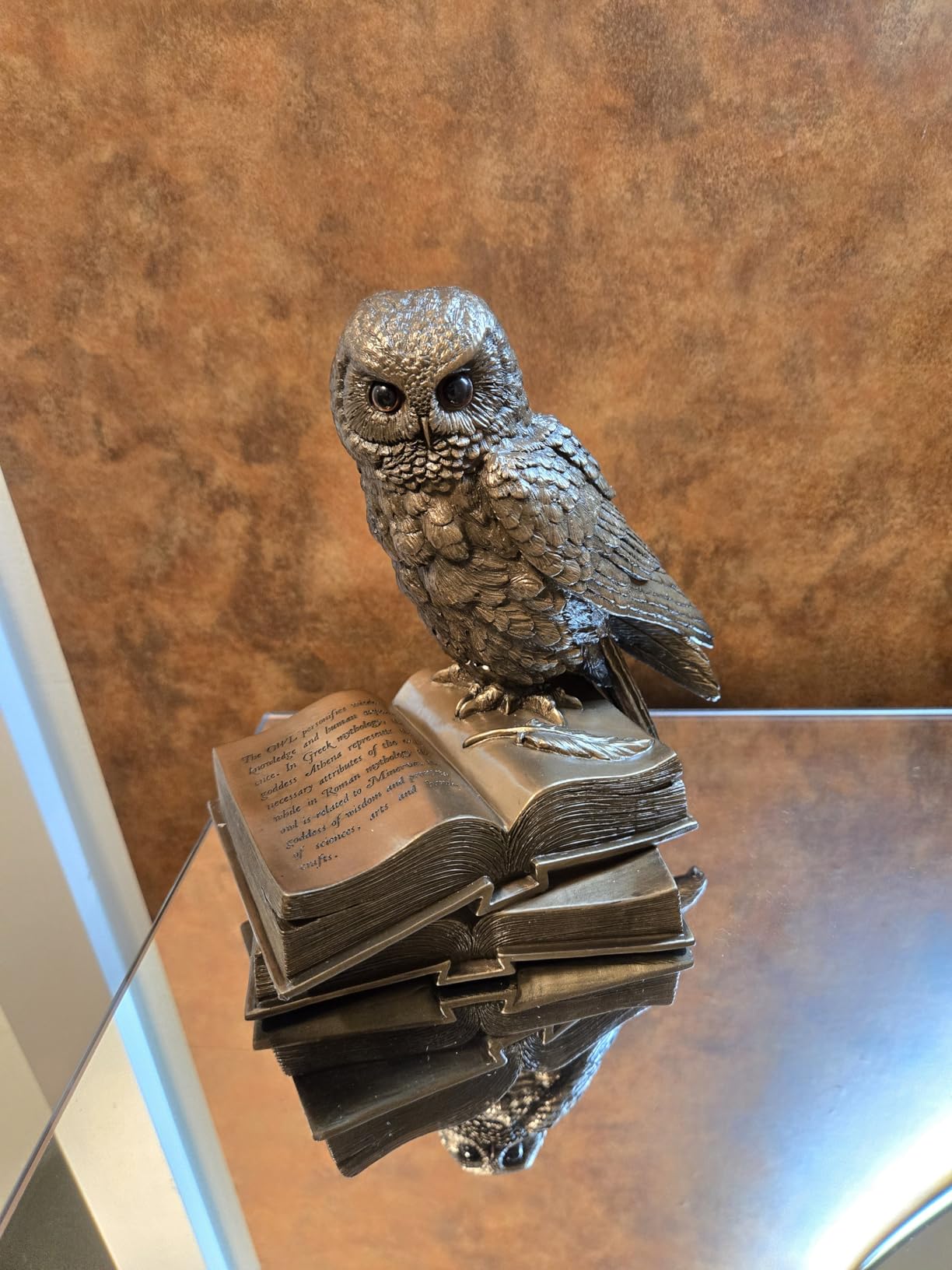 Top Collection Owl on Book Statue - Great Horned Owl Sculpture in Premium Cold Cast Bronze- 7-Inch Collectible Animal Figurine customer photo 2
