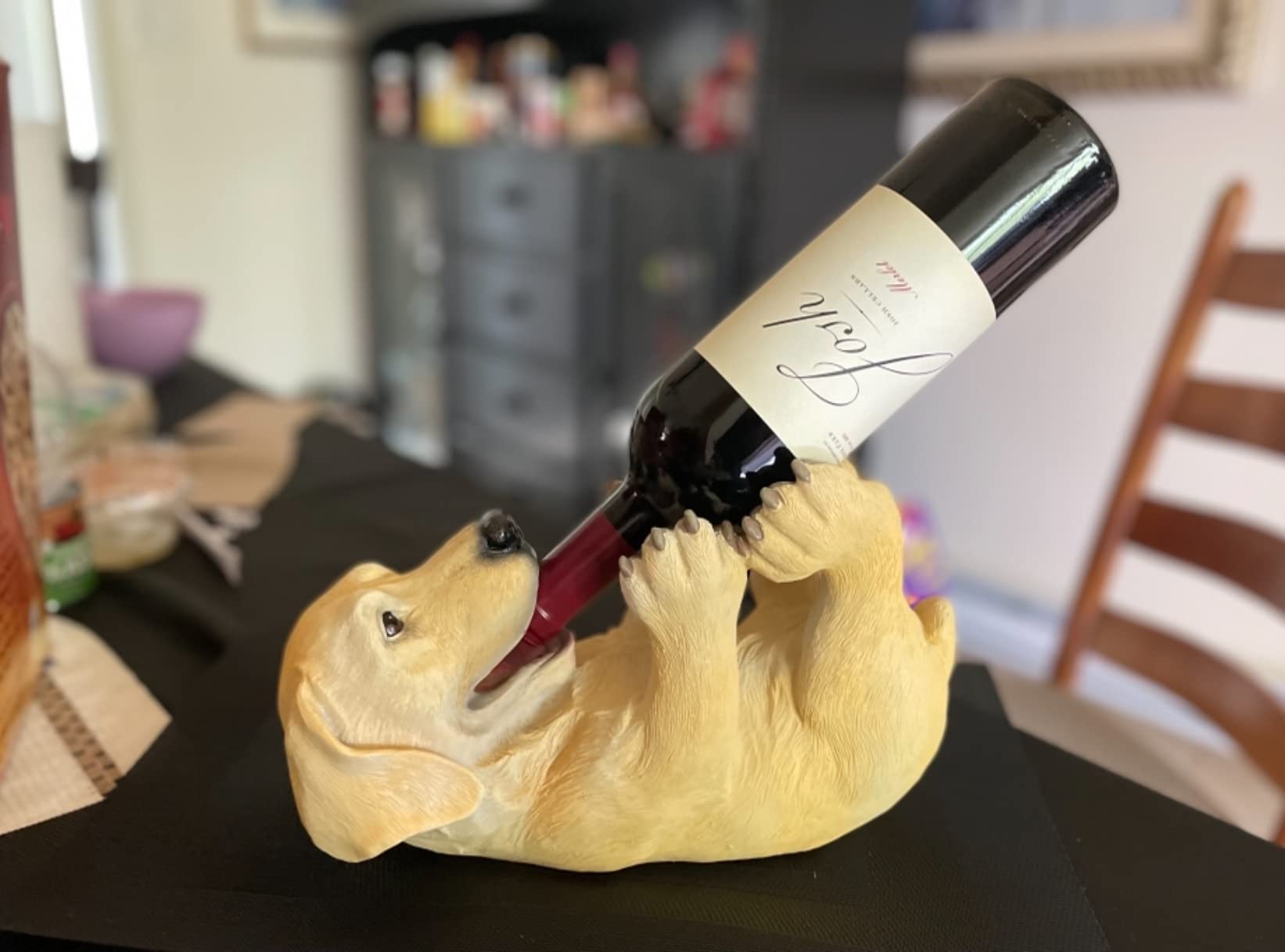True Mischievous Moose Polyresin Wine Bottle Holder - Tabletop Wine Storage Rack, Gifts for Wine Lovers, Brown, Holds 1 Standard Wine Bottle customer photo 1