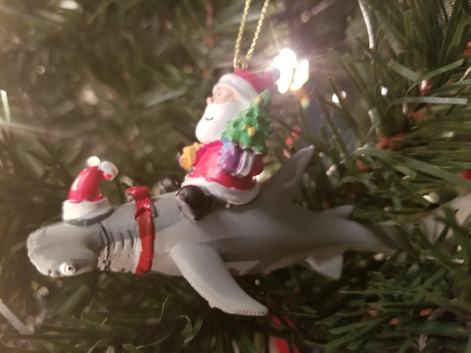 Cape Shore Santa Riding Hammerhead Shark Coastal Deep Sea Christmas Holiday Ornament customer photo 2