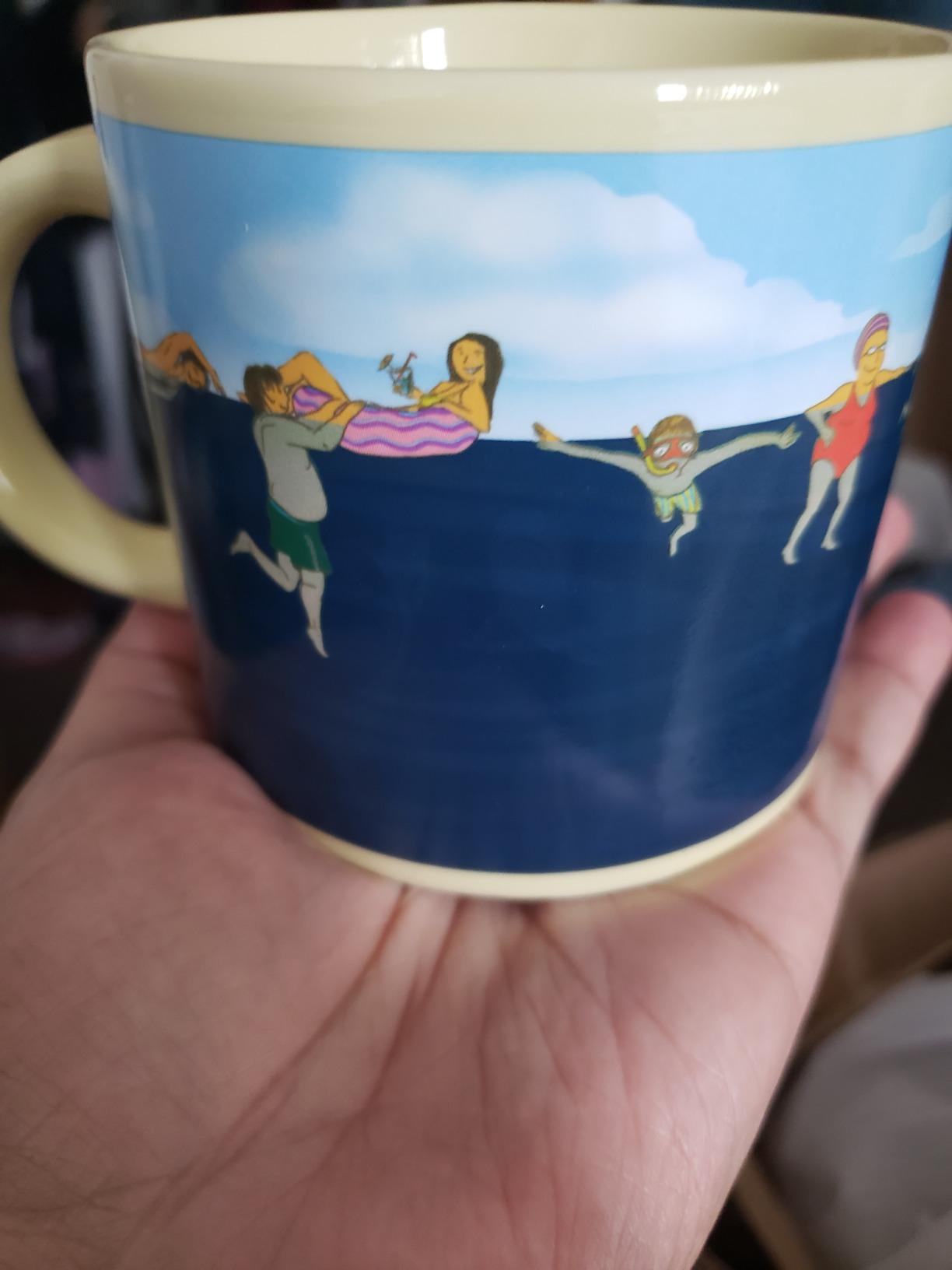 The Unemployed Philosophers Guild Shark Heat Changing Color Transforming Mug - Add Coffee and Sharks Appear Under the Water, 14 oz customer photo 2