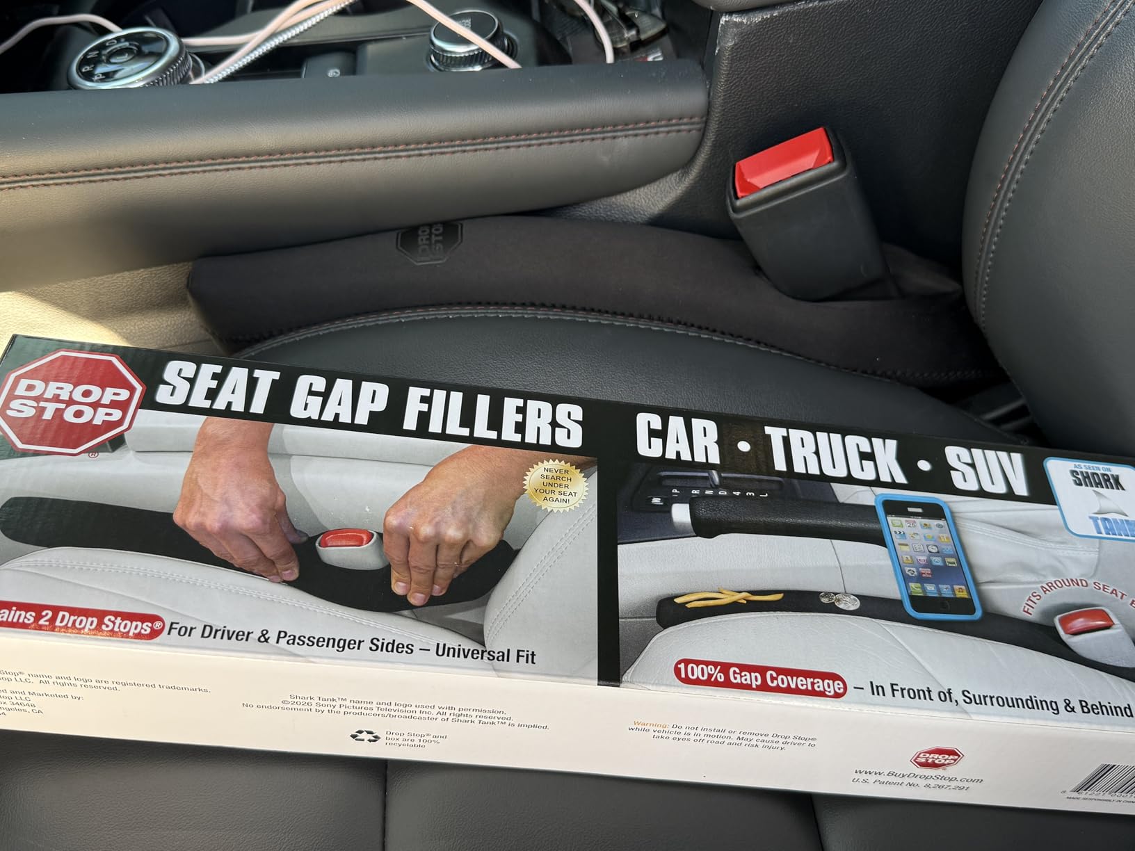 Drop Stop - 2 Original Car Seat Gap Fillers (Shark Tank) + Dash Pad + Light | Car Accessories for Men & Women, Between Seats Console Organizer, Patented, As Seen On Shark Tank customer photo 2