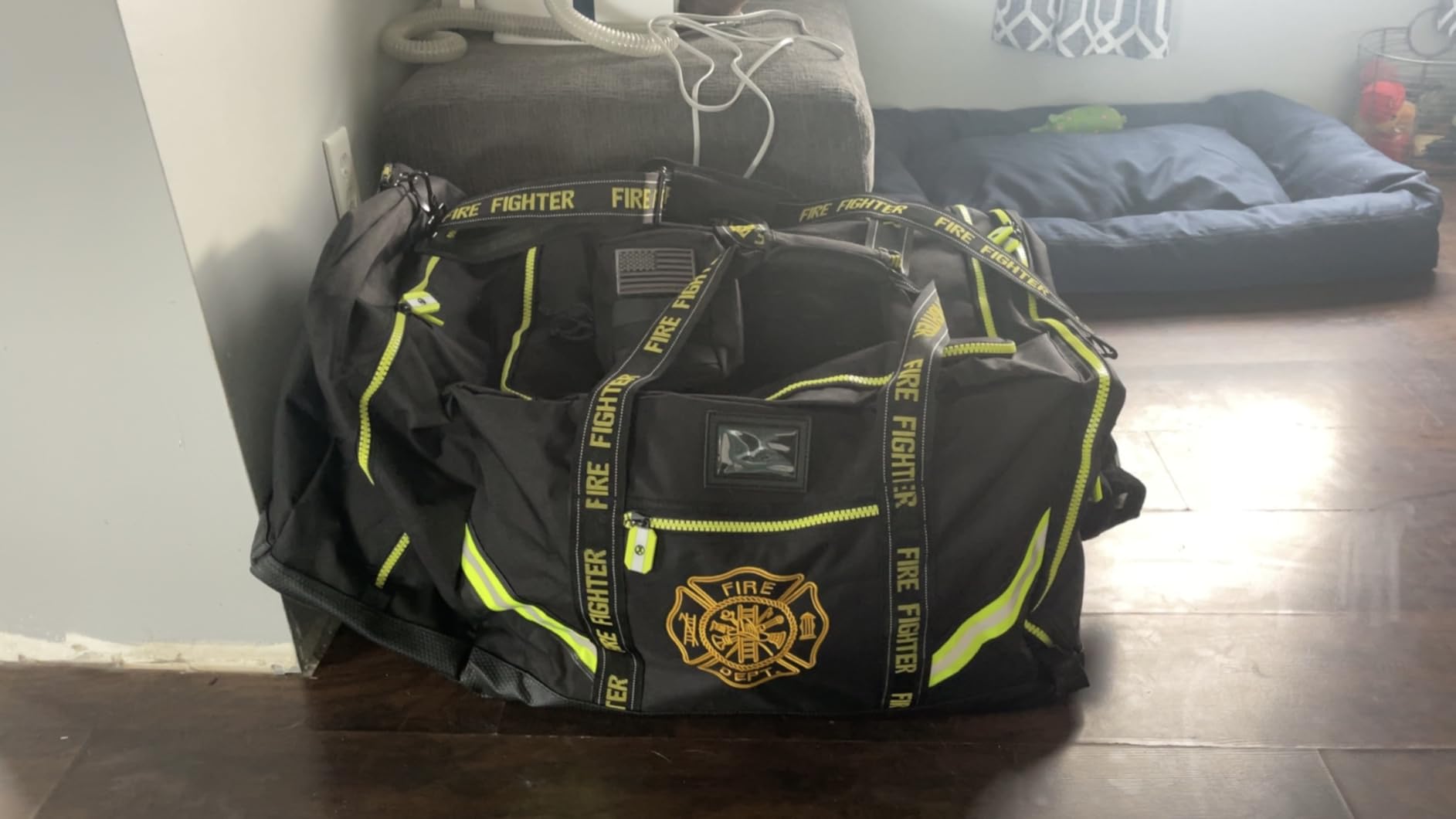 Lightning X Products Fireman Premium 3XL Firefighter Rescue Step-In Turnout Fire Gear Bag With Shoulder Strap & Helmet Pocket (Black) customer photo 1