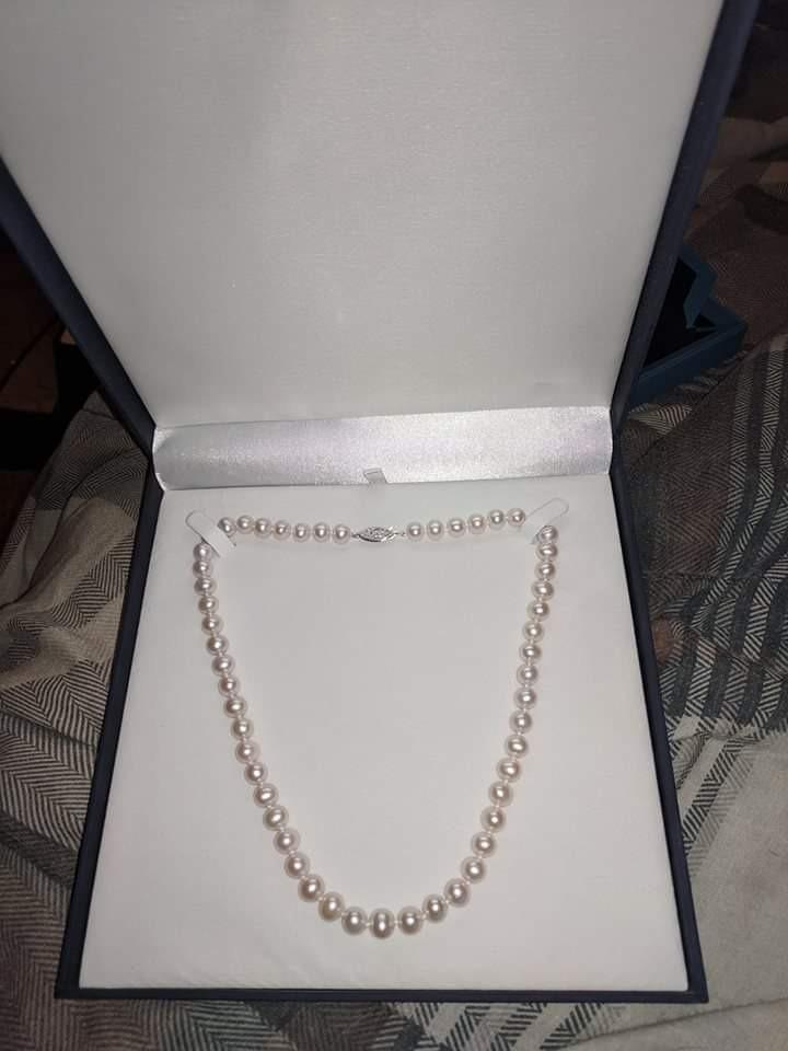 Real White Freshwater Pearl Necklace for Women, AAA Genuine Cultured Freshwater Pearls, Fine Jewelry Gift customer photo 2