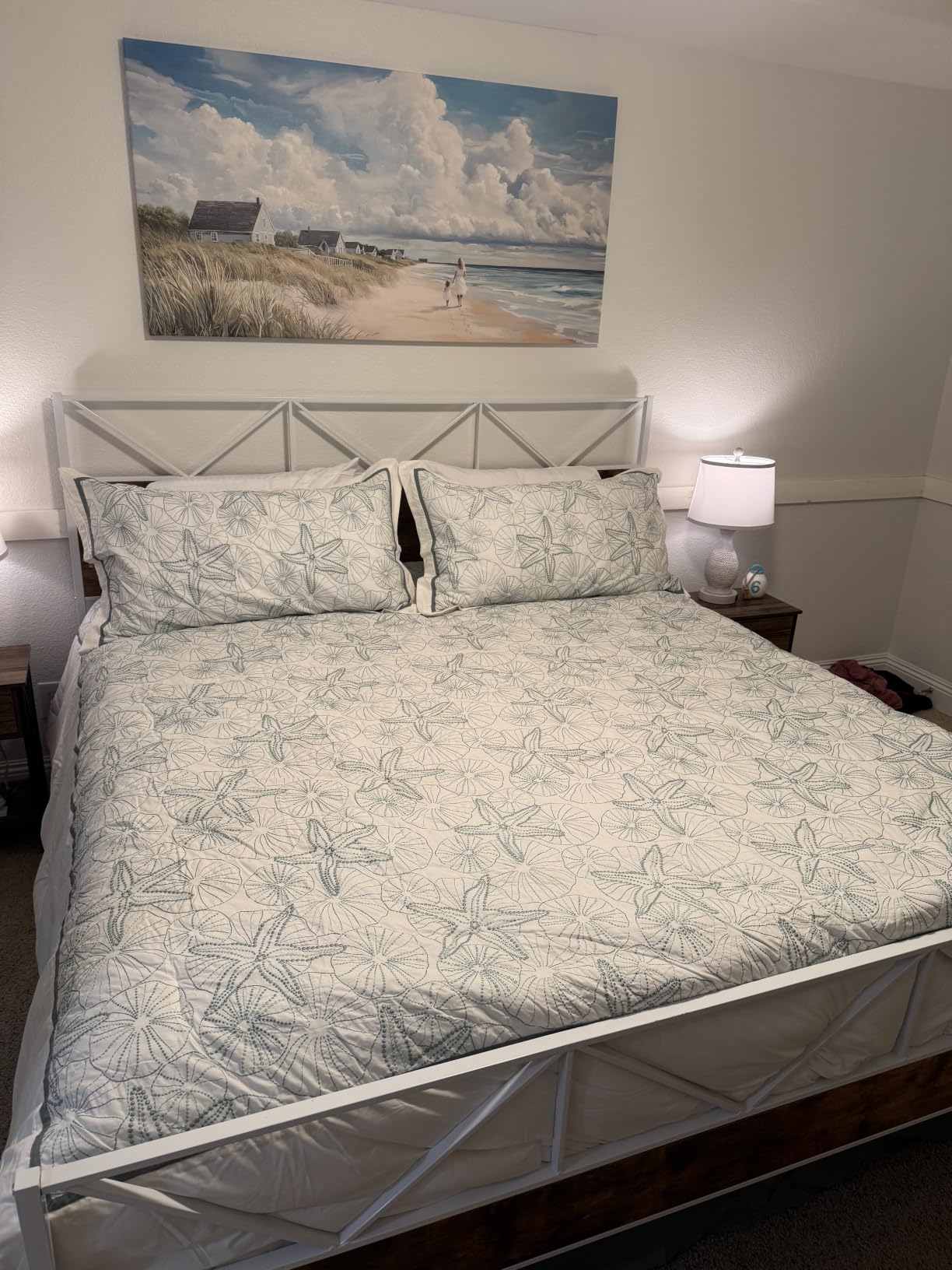 Harbor House Cotton Comforter Set - Coastal Oceanic Sealife Design, All Season Down Alternative Bedding with Matching Shams, Bedskirt, Maya Bay, Seafoam Blue Queen customer photo 1