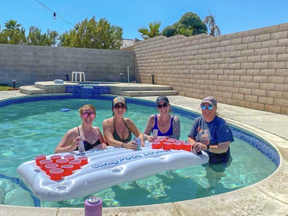 GoPong Pool Lounge Beer Pong Inflatable with Social Floating, White customer photo 2