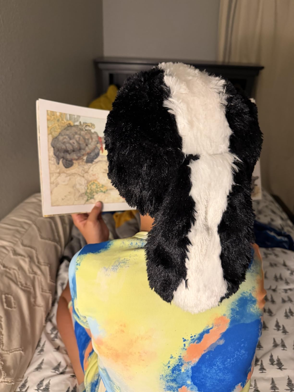 Teen/Adult Faux Fur Skunk Animal Hat Cap, Large, Black White, Lined customer photo 1