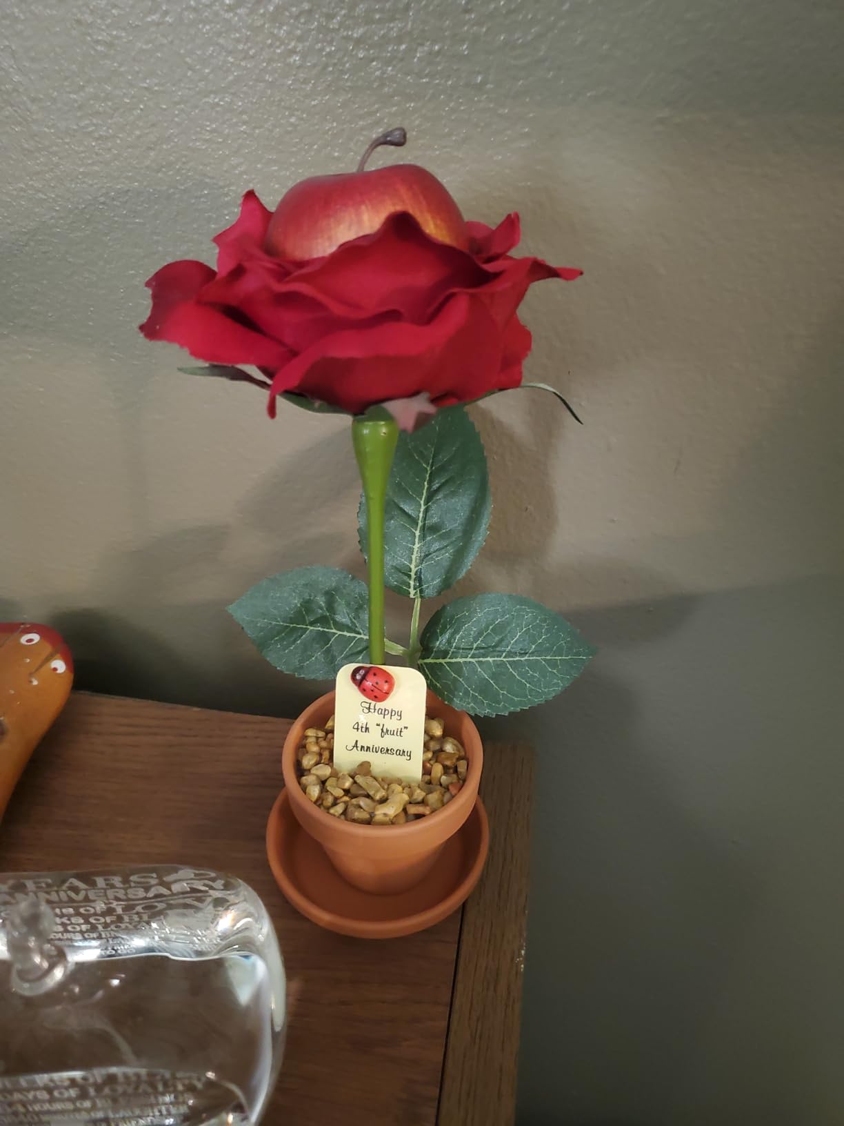 9th Anniversary Pottery Rose Gift - Natural Pottery Color - 7