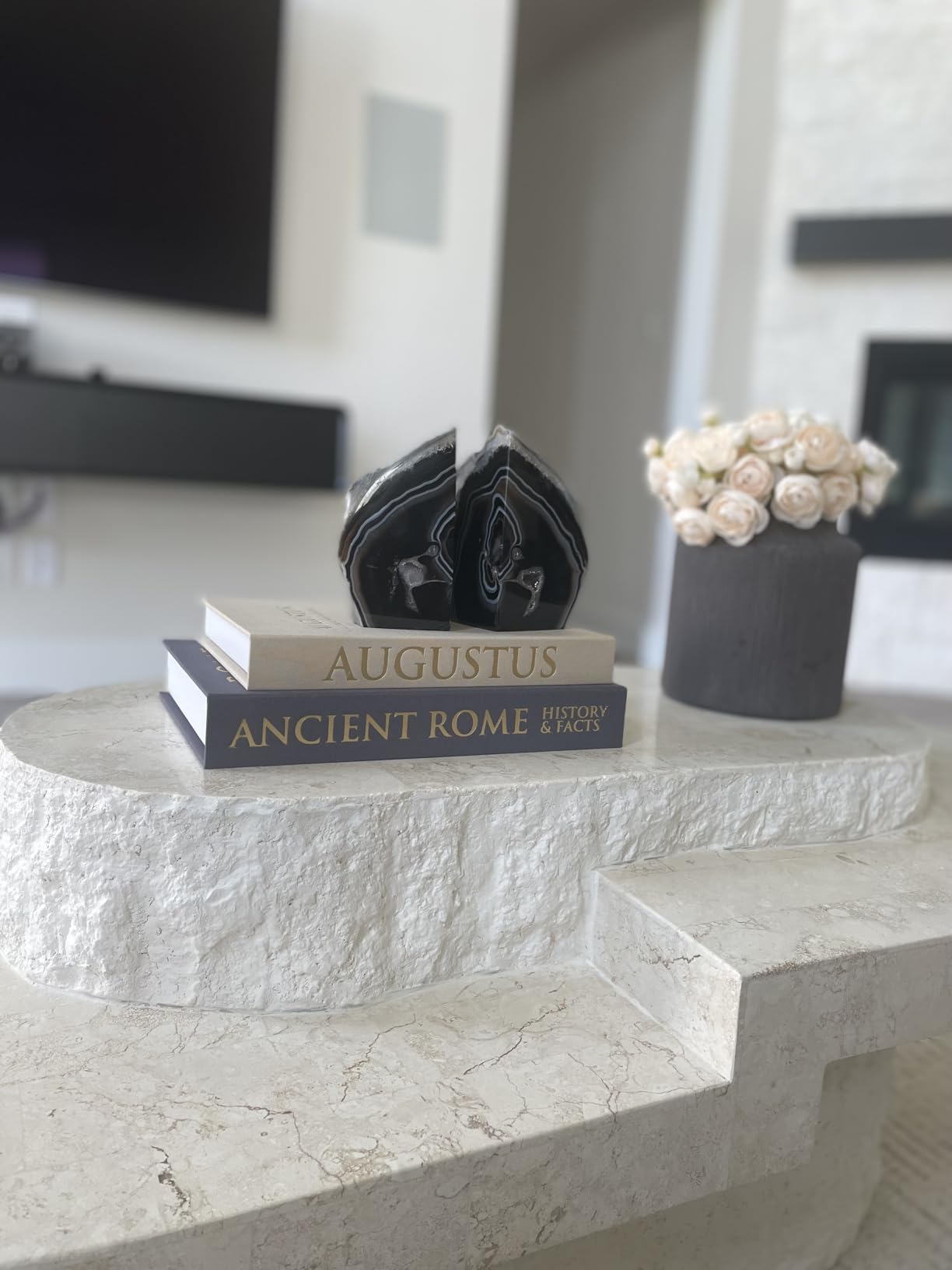 JIC Gem Blue Agate Geode Bookends customer photo 2