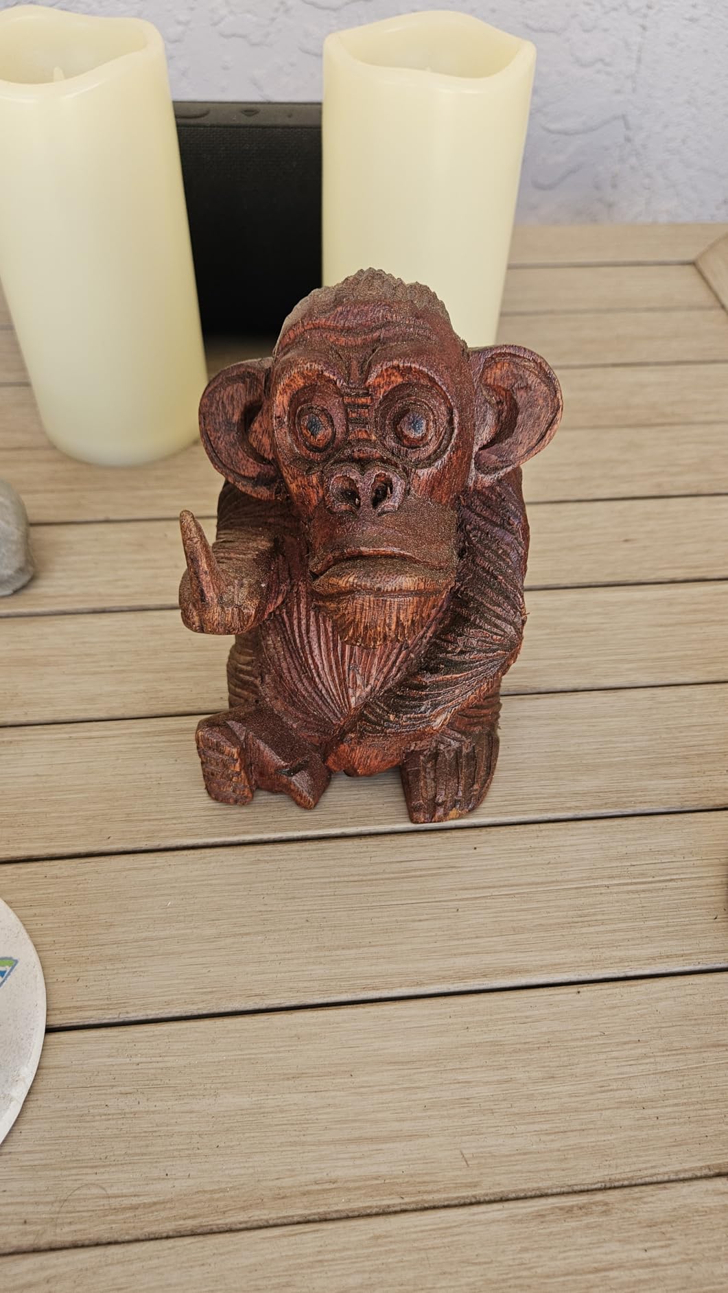 6 Inch Rude Monkey Flipping The Bird Wooden Statue customer photo 1