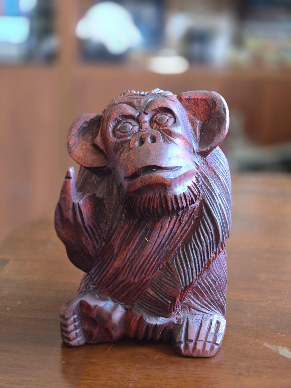 6 Inch Rude Monkey Flipping The Bird Wooden Statue customer photo 2