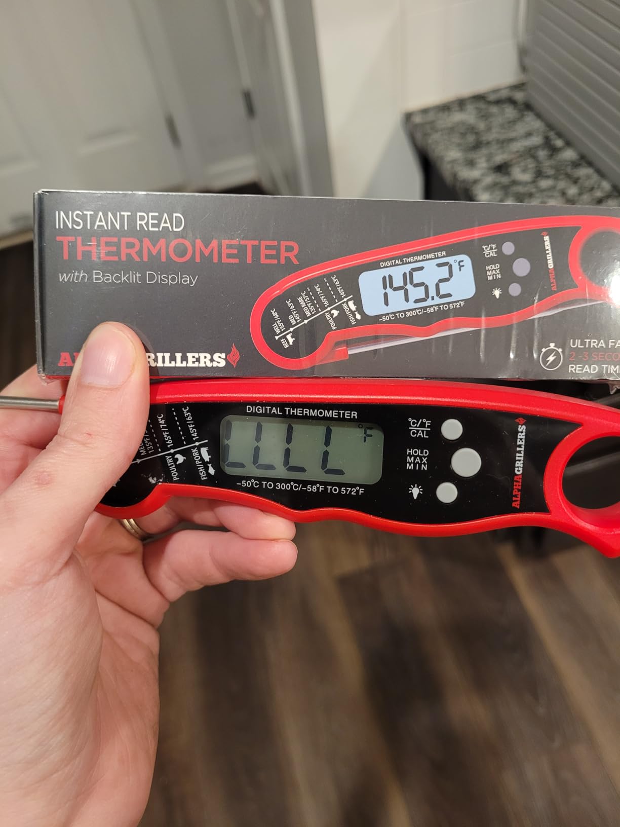 Alpha Grillers Instant Read Meat Thermometer Digital, Cooking, Food, Grill | 1-2 Second Ultra-Fast Response Time, Bright Backlit Display, Waterproof (IP67), Pre-Calibrated & Ready to Use customer photo 2