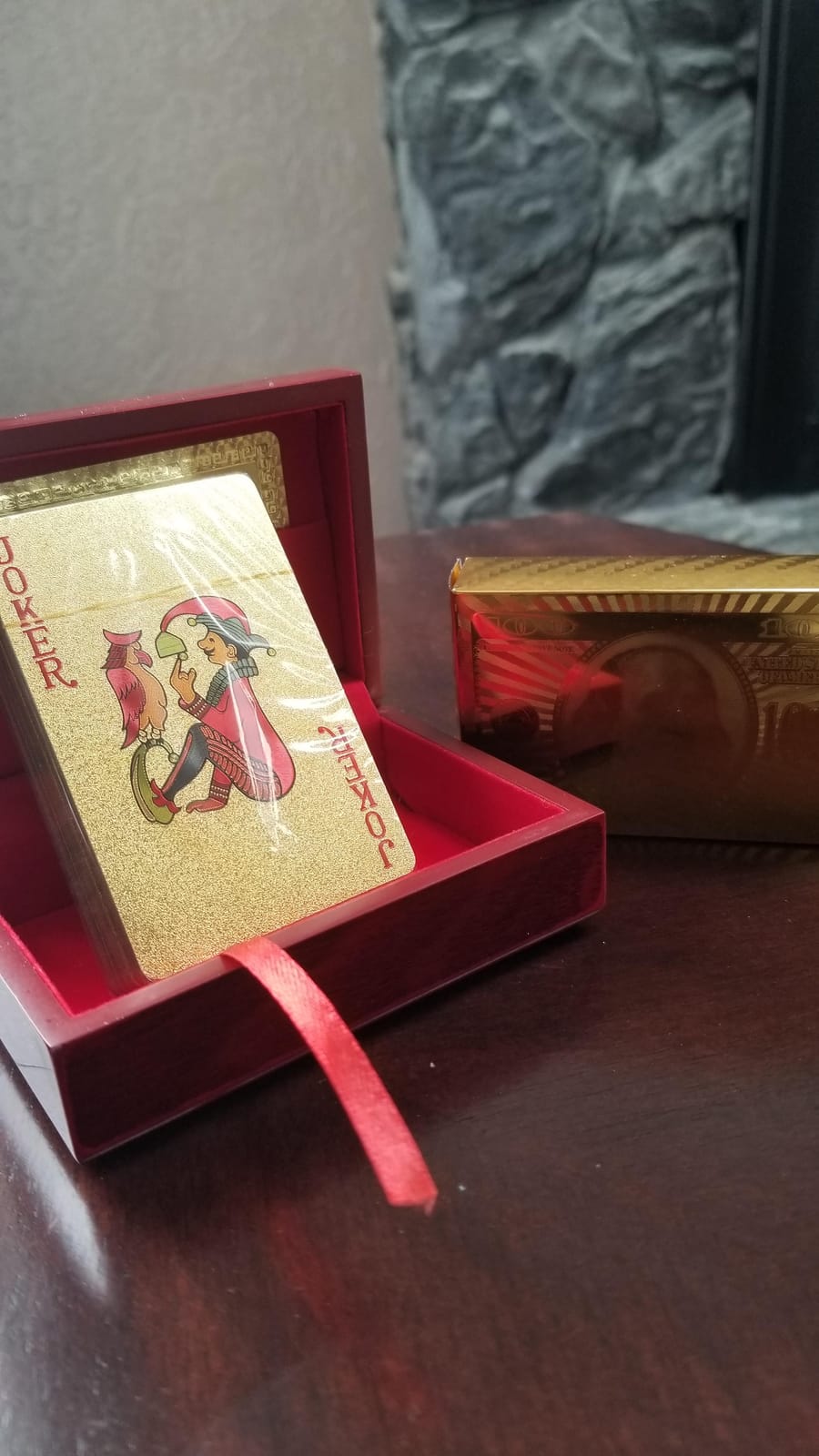 Luxury 24K Gold Foil Poker Playing Cards Deck of Cards with Wooden Gift Box, Premium Waterproof Poker Cards for Party and Card Decks Game, Standard Size customer photo 2