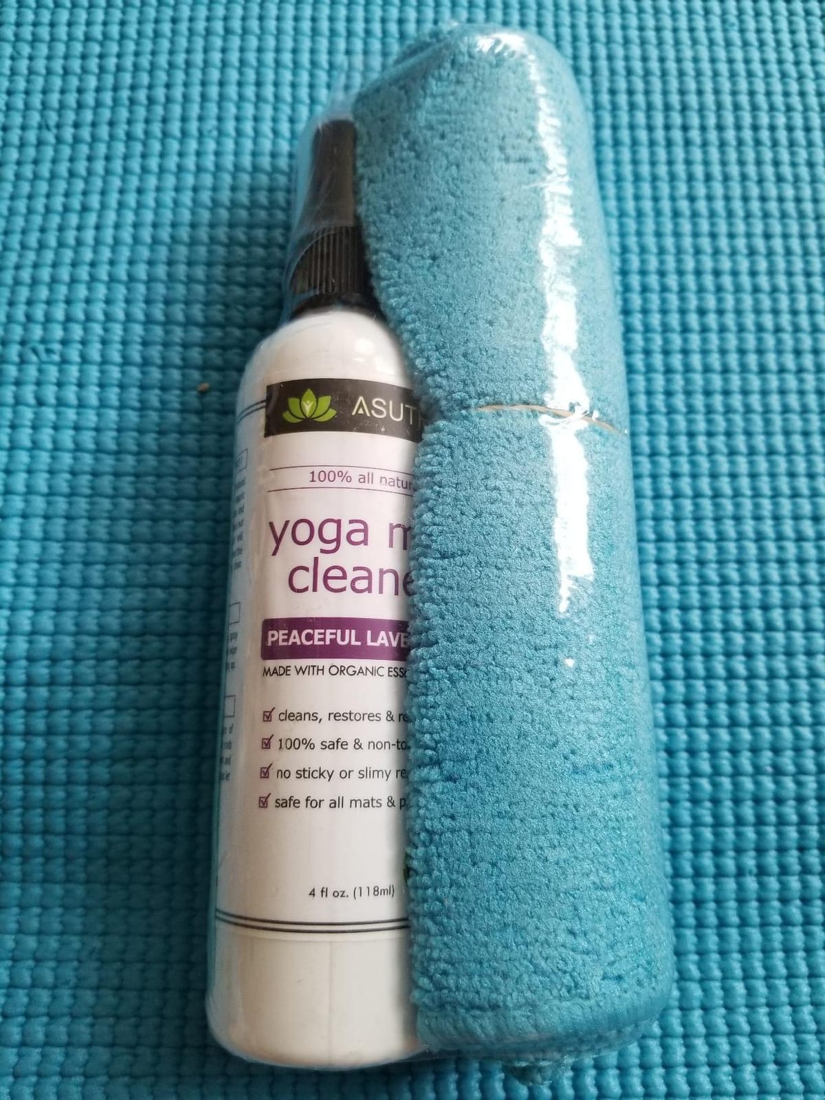 ASUTRA Yoga Mat Cleaner Spray (Peaceful Lavender), 4 fl oz - No Slippery Residue, Organic Essential Oils, Deep-Cleansing for Fitness Gear & Gym Equipment, Microfiber Towel Included customer photo 1