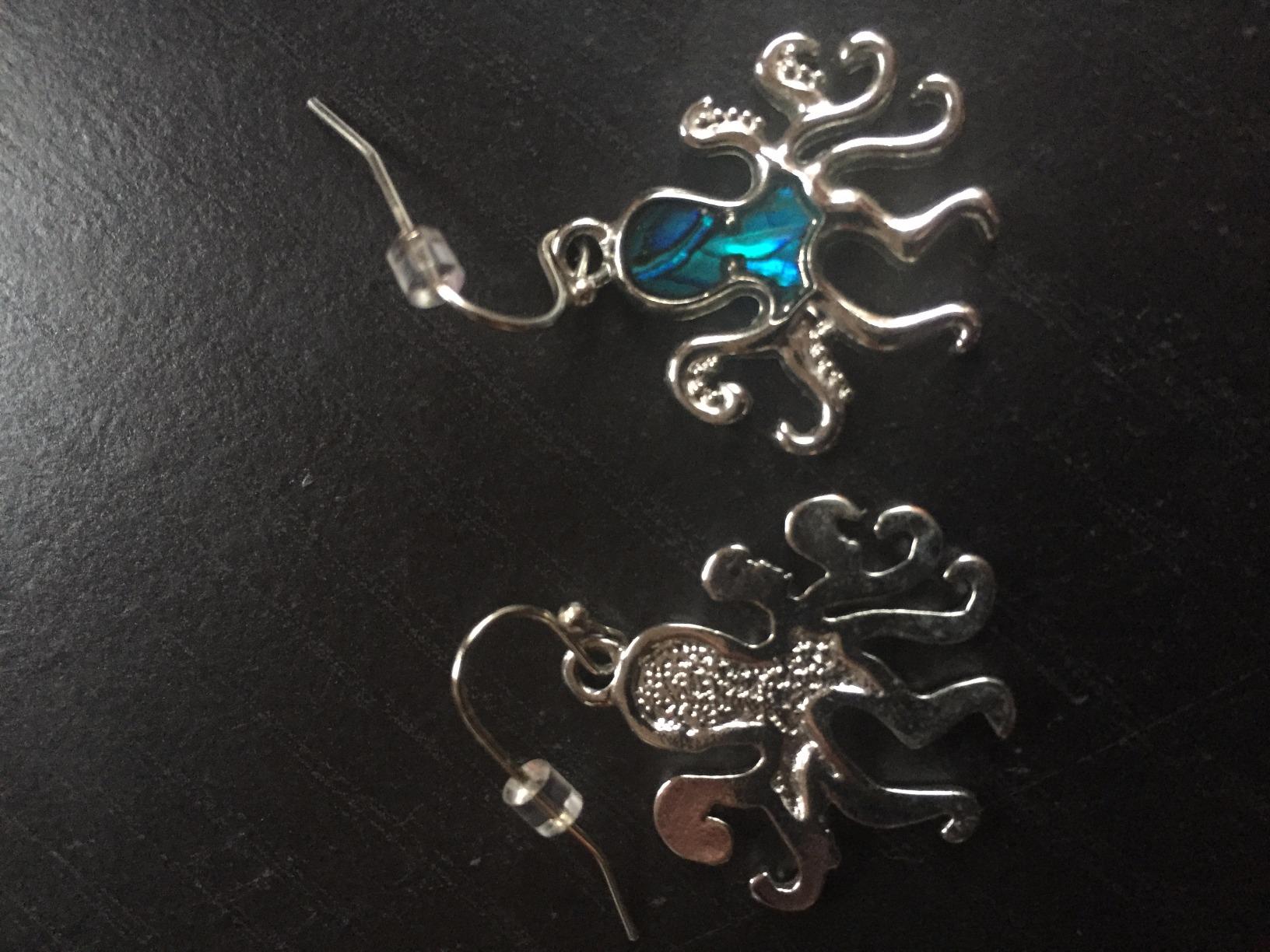 Aqua79 Octopus Earrings - Elegant New Zealand Blue Paua Shell Jewelry-1.25
