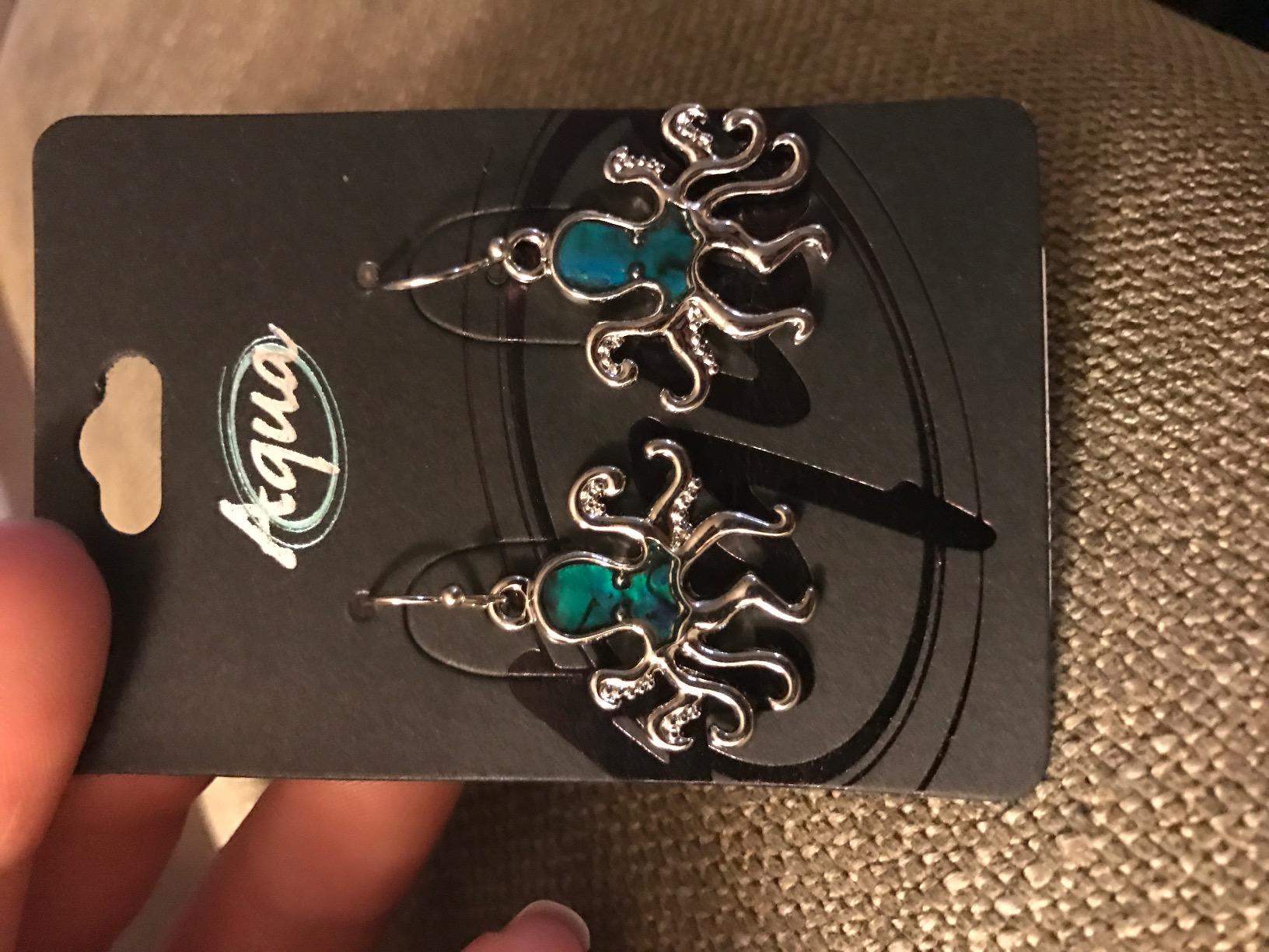 Aqua79 Octopus Earrings - Elegant New Zealand Blue Paua Shell Jewelry-1.25