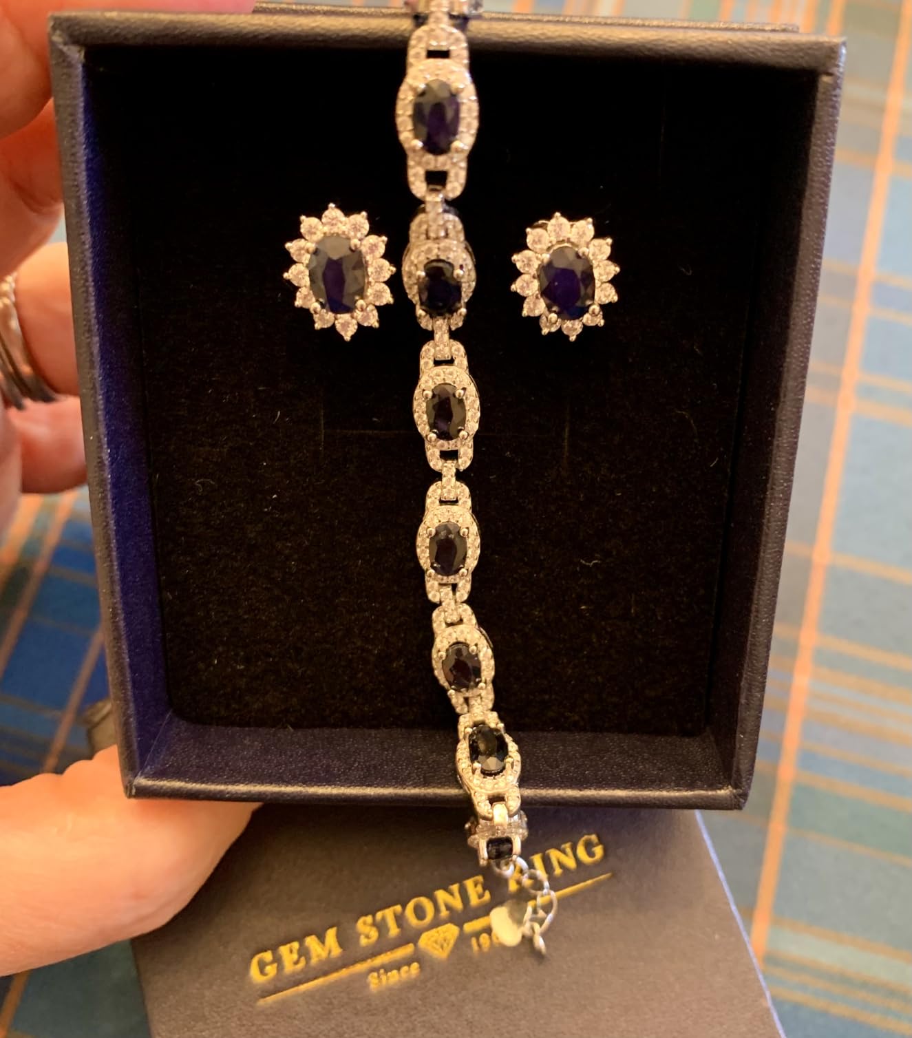 Gem Stone King 7-14 Ct Birthstone Tennis Bracelet | Oval Gemstone Halo Bracelet for Women | 925 Sterling Silver | 7 Inch + 1 Inch Extender | Fine Jewelry Gift for Mom Wife Her customer photo 1