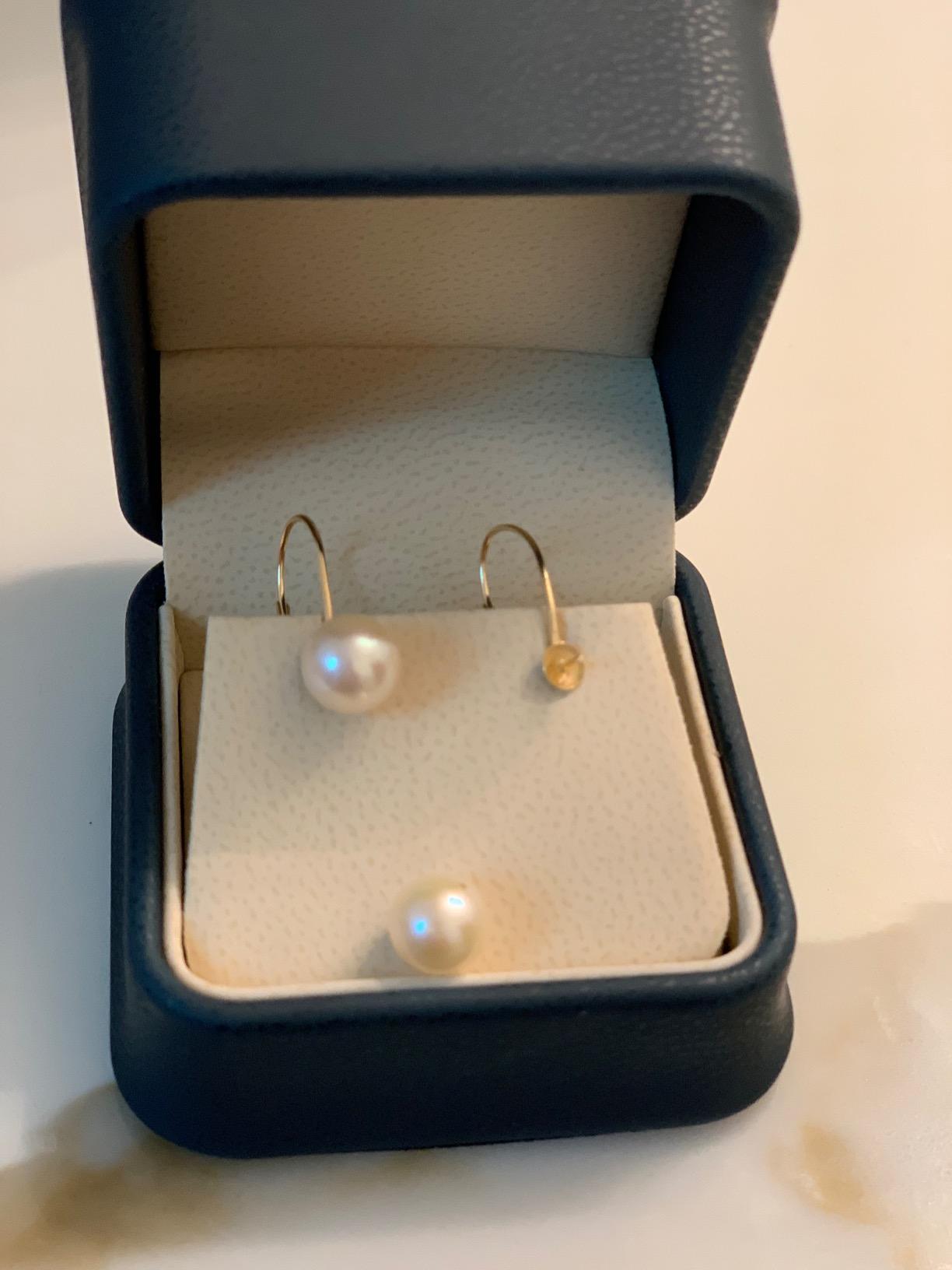 The Pearl Source Freshwater Pearl Leverback Earrings for Women - Genuine Cultured Pearls, AAA Grade in 14K Gold customer photo 2