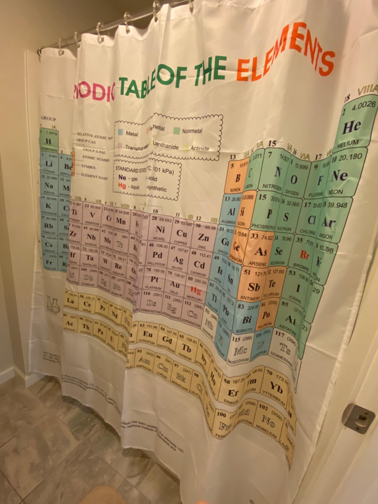 Updated Periodic Table of Elements Fabric Shower Curtains for Chemistry Students and Teacher Use as Poster, Educational Shower Curtain customer photo 1