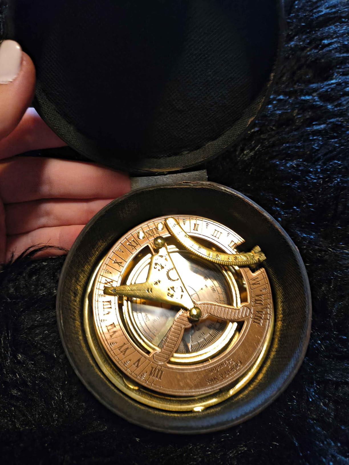 Brass Nautical - Antique Brass & Copper Sundial Compass, Sundial Clock in Box Gift Sun Clock Ship Replica Watch customer photo 2