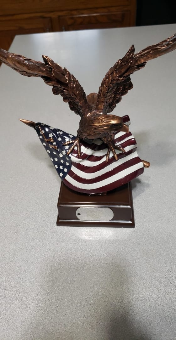 Gifts & Decor Ebros Wings of Glory Bald Eagle Clutching On American Flag Statue Bronze Electroplated Wildlife Eagle Figurine with Base Freedom Liberty Patriotic Figurine customer photo 1