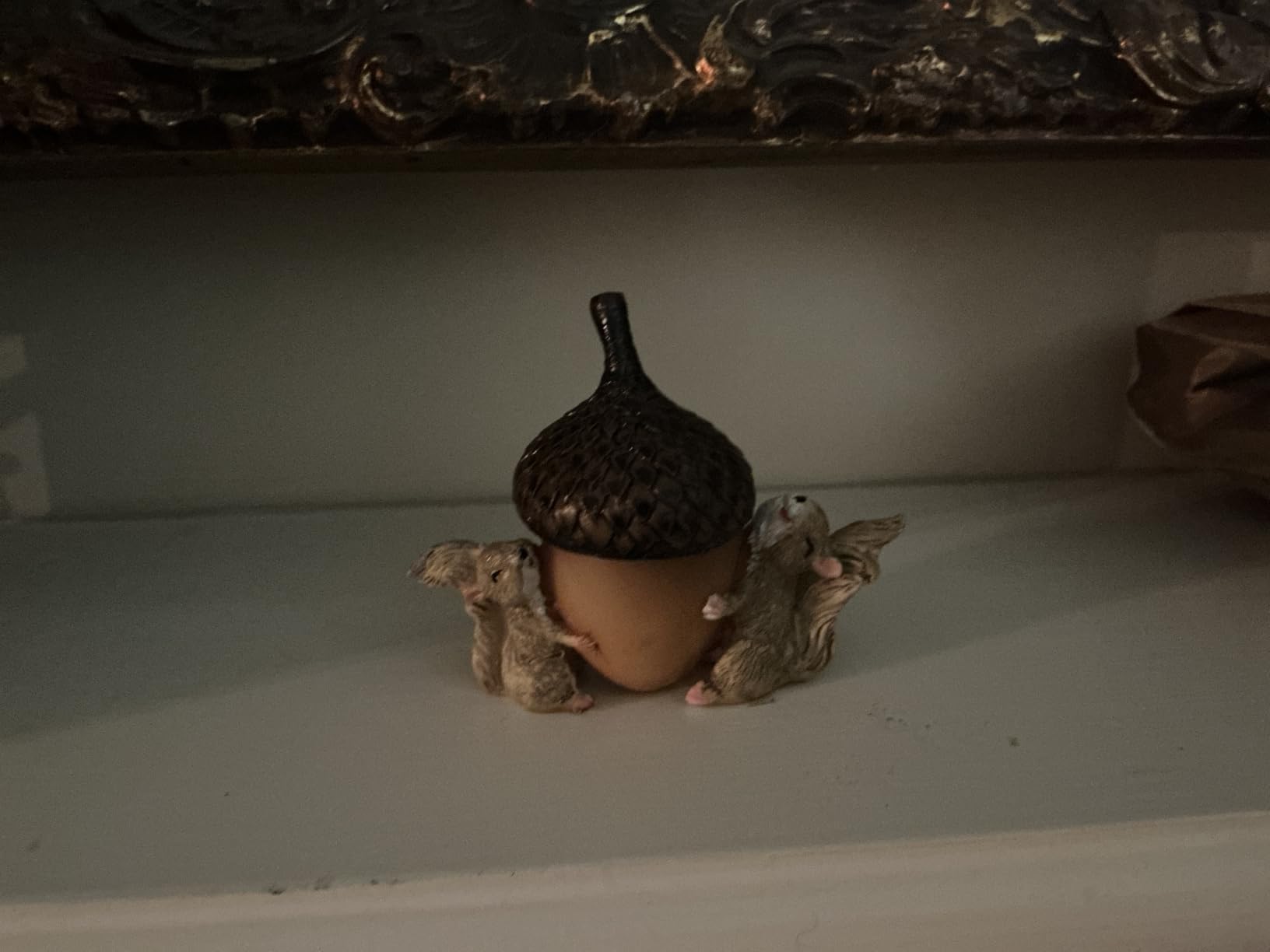 Top Collection Miniature Garden Squirrels Carrying Acorn Trinket Box with Secret Compartment Decor, Small customer photo 1