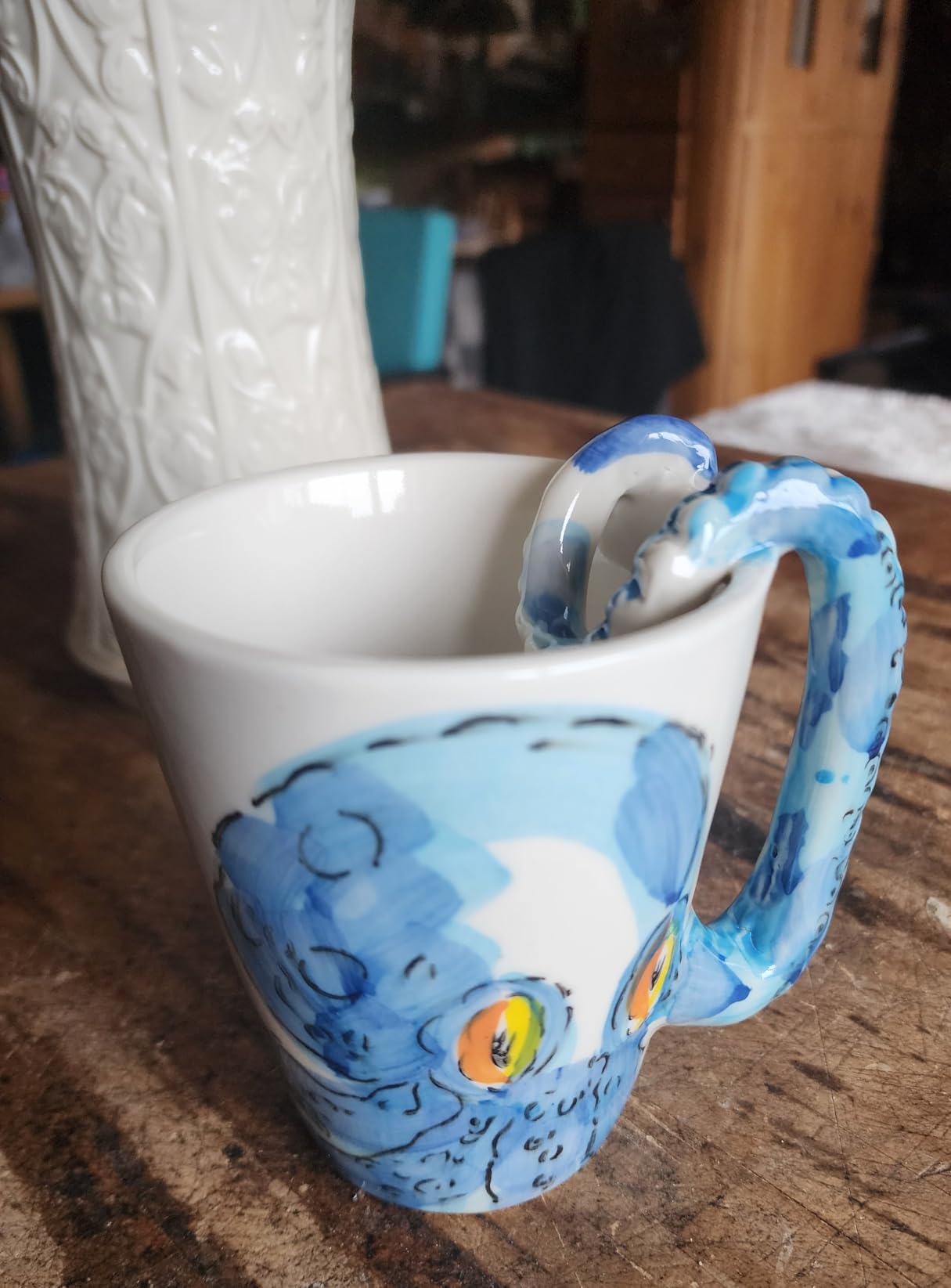 HOMEE 3D Coffee Mug Handmade Art Mug with Octopus Tentacles Beard Handle | Handmade Hand Painted Creative Art Mug Ceramic Milk Cups Travel Mug Ocean Octopus Squid Style Best choice of Christmas gift customer photo 1
