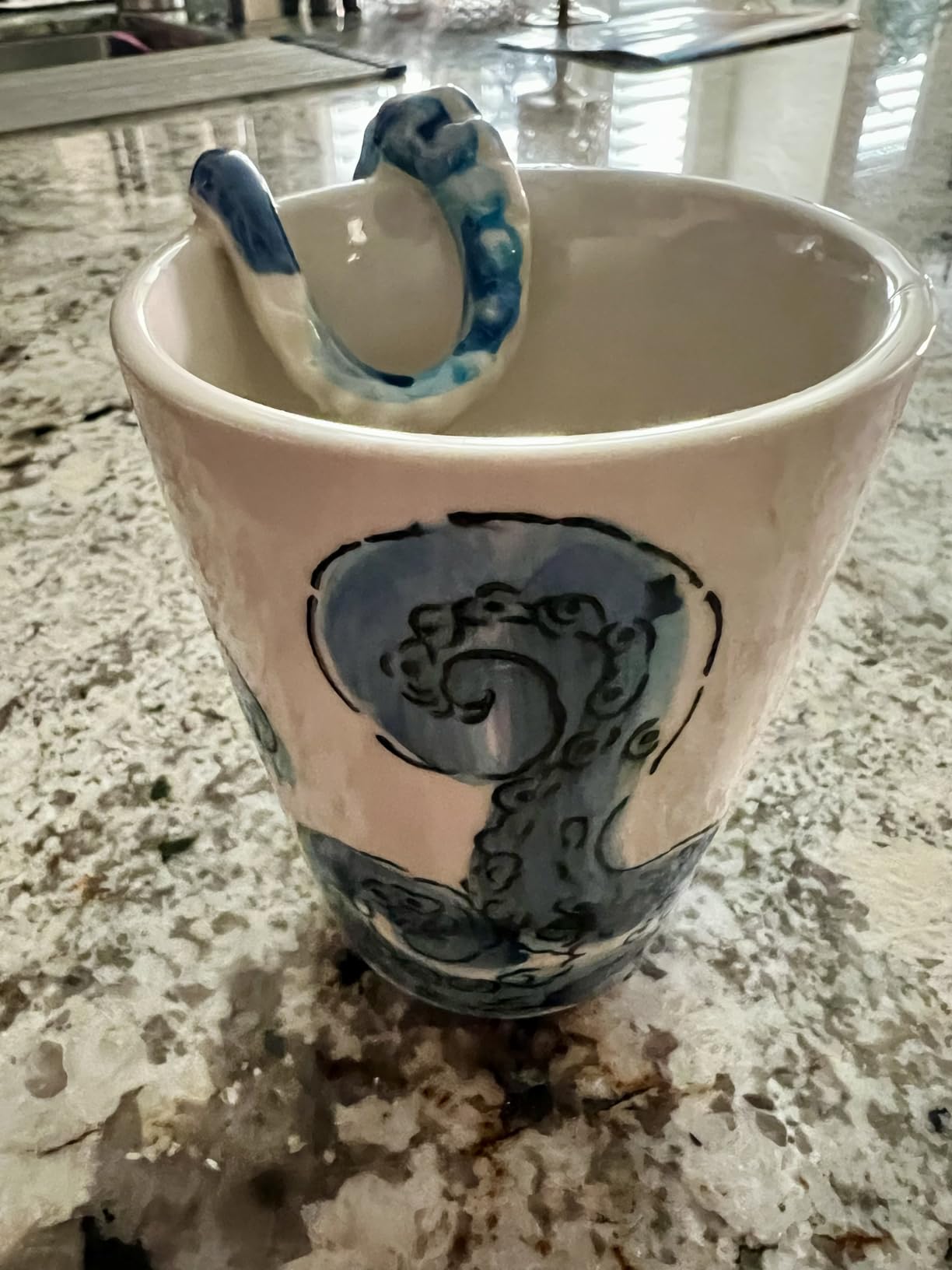 HOMEE 3D Coffee Mug Handmade Art Mug with Octopus Tentacles Beard Handle | Handmade Hand Painted Creative Art Mug Ceramic Milk Cups Ocean Octopus Squid Style Best choice of Christmas gift customer photo 2