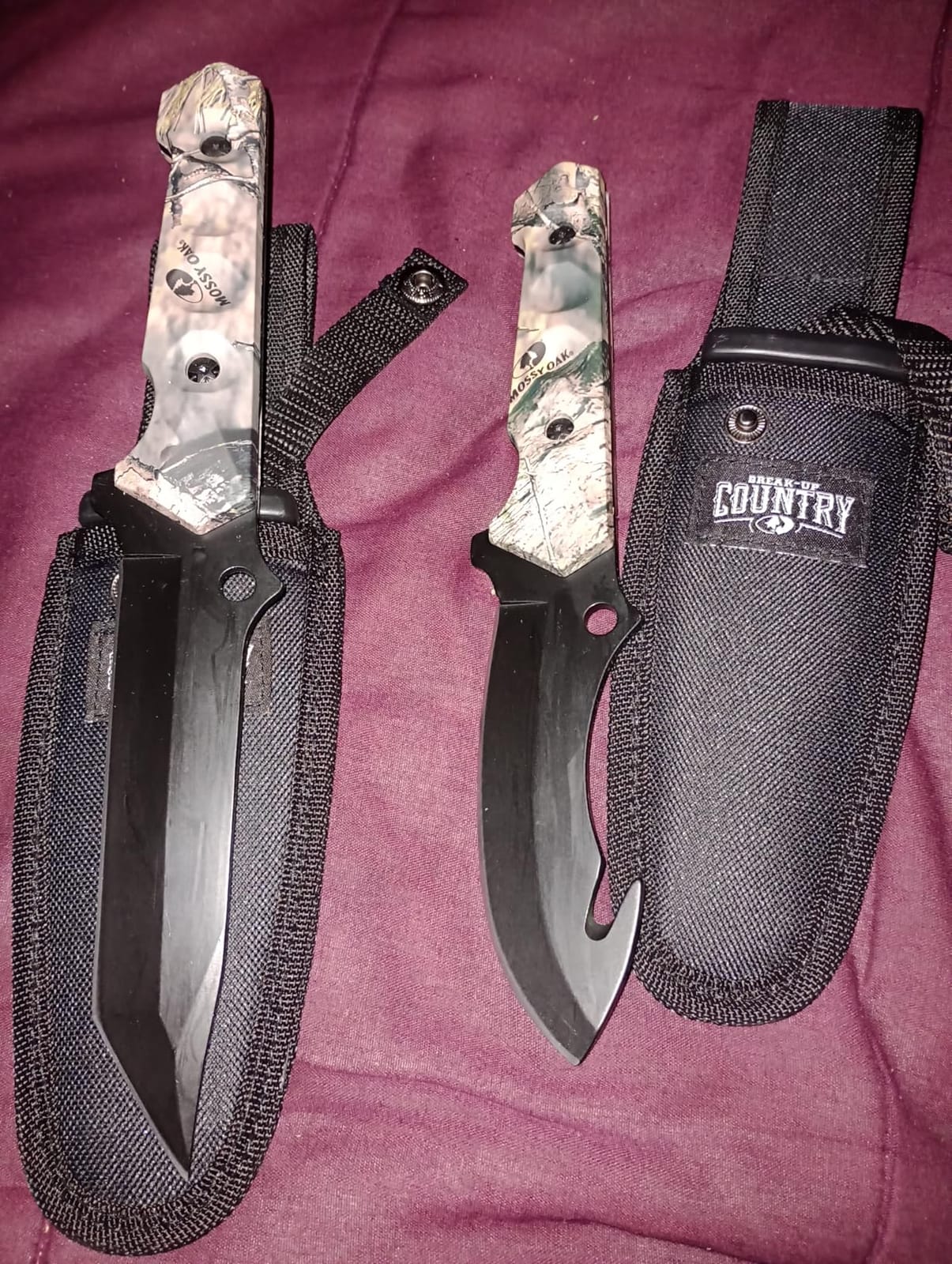 Mossy Oak Fixed Blade Hunting Knife Set - 2 Piece, Full Tang Handle Straight Edge and Gut Hook Blades Game Processing Knife, Sheath Included customer photo 1