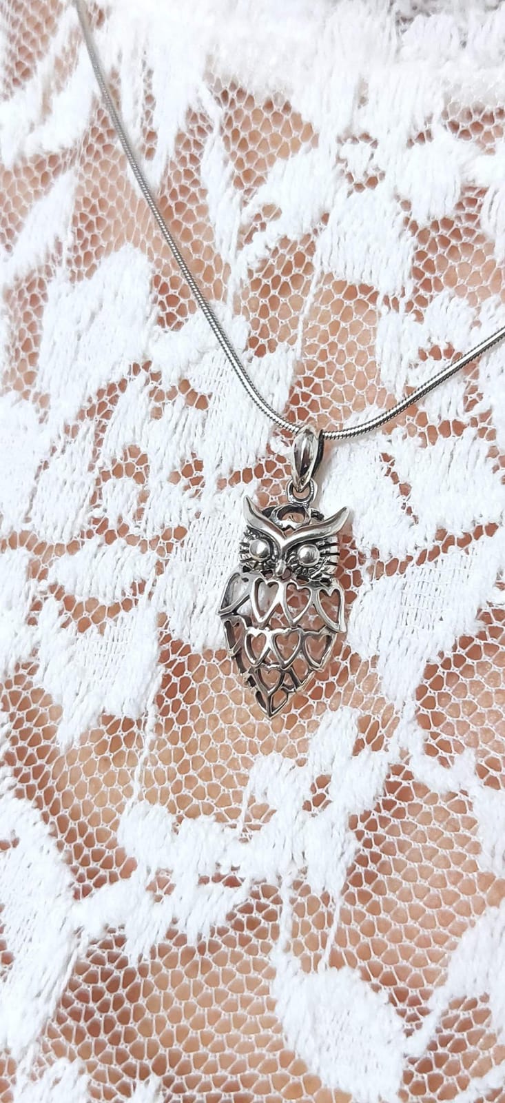 CHUVORA 925 Sterling Silver Open Lovely Heart Owl Wisdom Bird Pendant Necklace for Women, 18