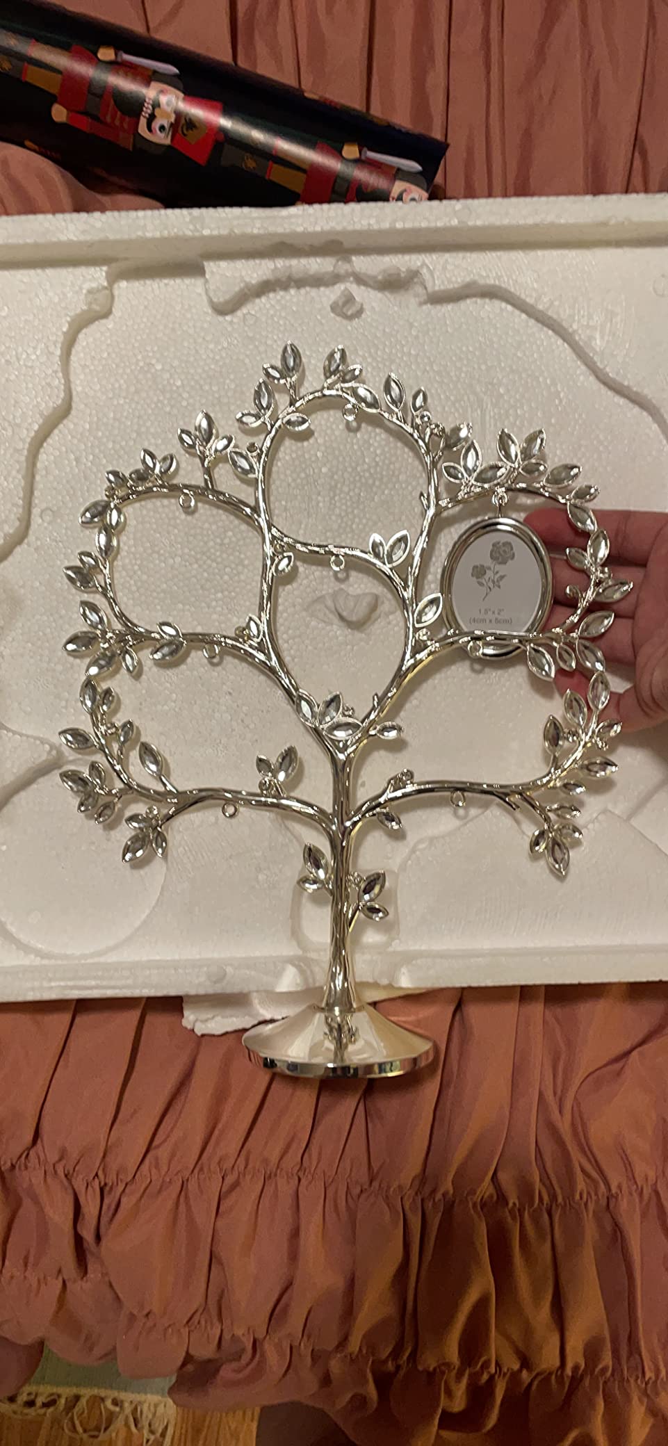Roman Family Tree Jeweled Silver Finish Metal 11 x 3 Collage Photo Frame Stand customer photo 2