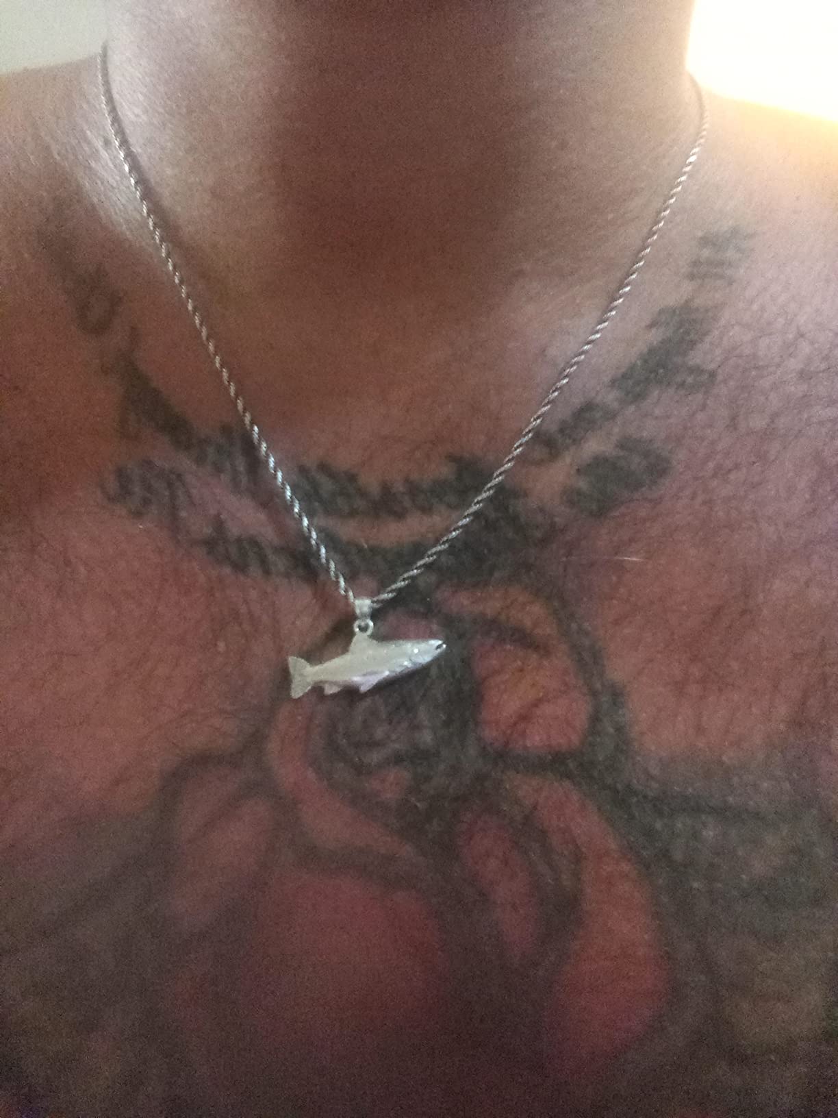 Sterling Silver Salmon Fish Charm / Pendant, Made in USA, Italian Box Chain customer photo 1