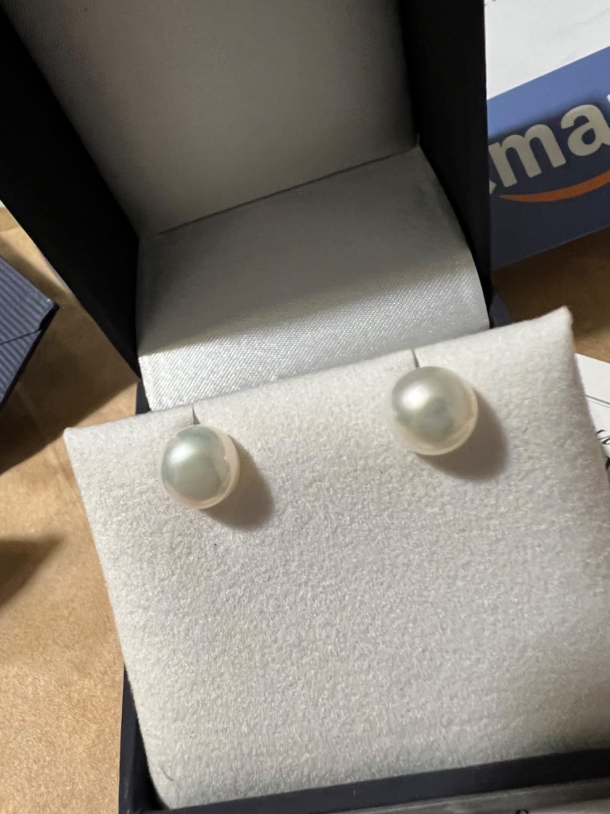 THE PEARL SOURCE AAAA Quality 14K Gold Plated Sterling Silver White Freshwater Real Pearl Earrings for Women customer photo 1