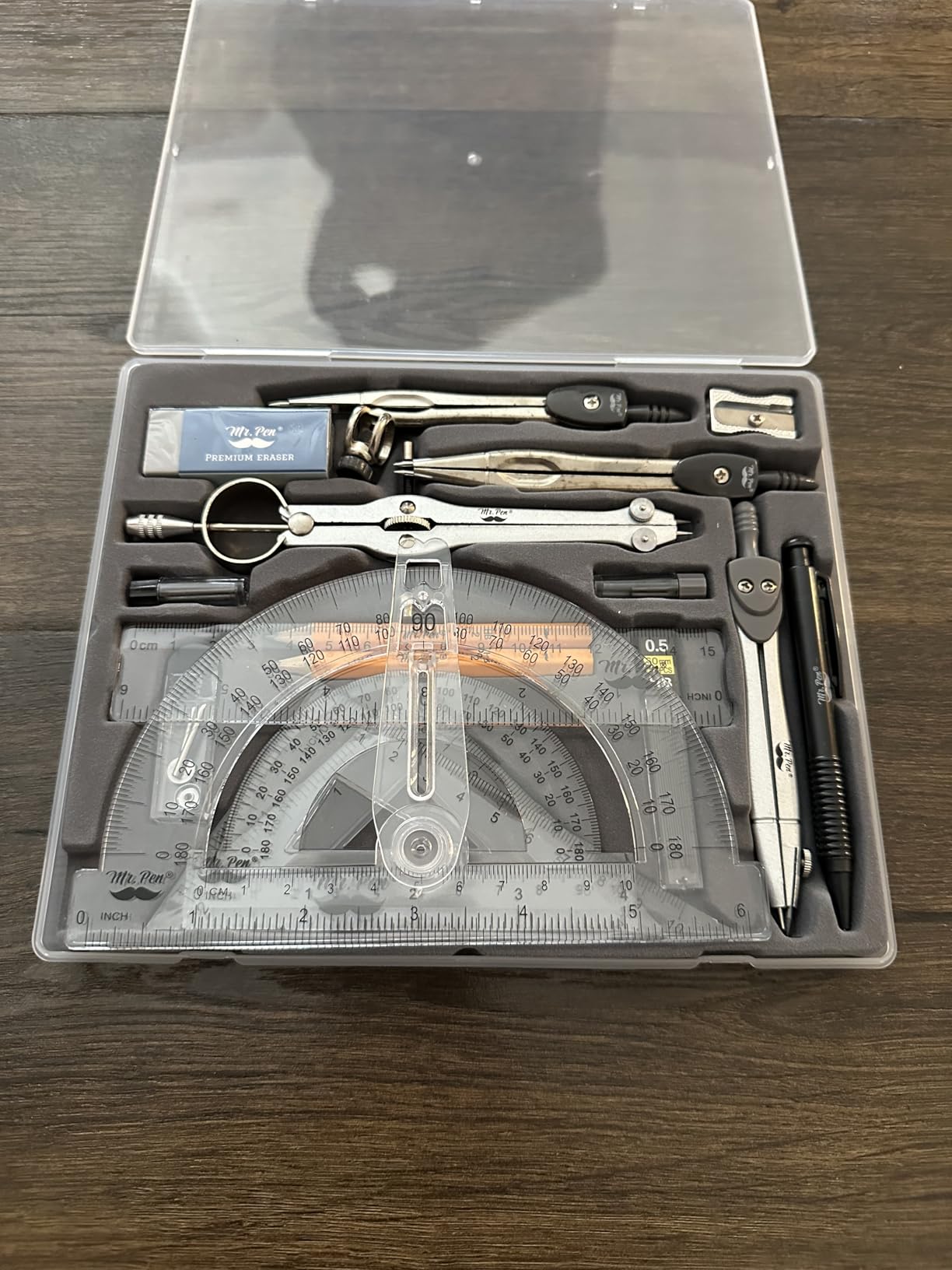 Mr. Pen- Geometry Set, 15 Piece Set with 6 Inch Swing Arm Protractor | Includes Metal Divider, Set Squares, Ruler, Compasses for Math for Drafting & School Supplies customer photo 2